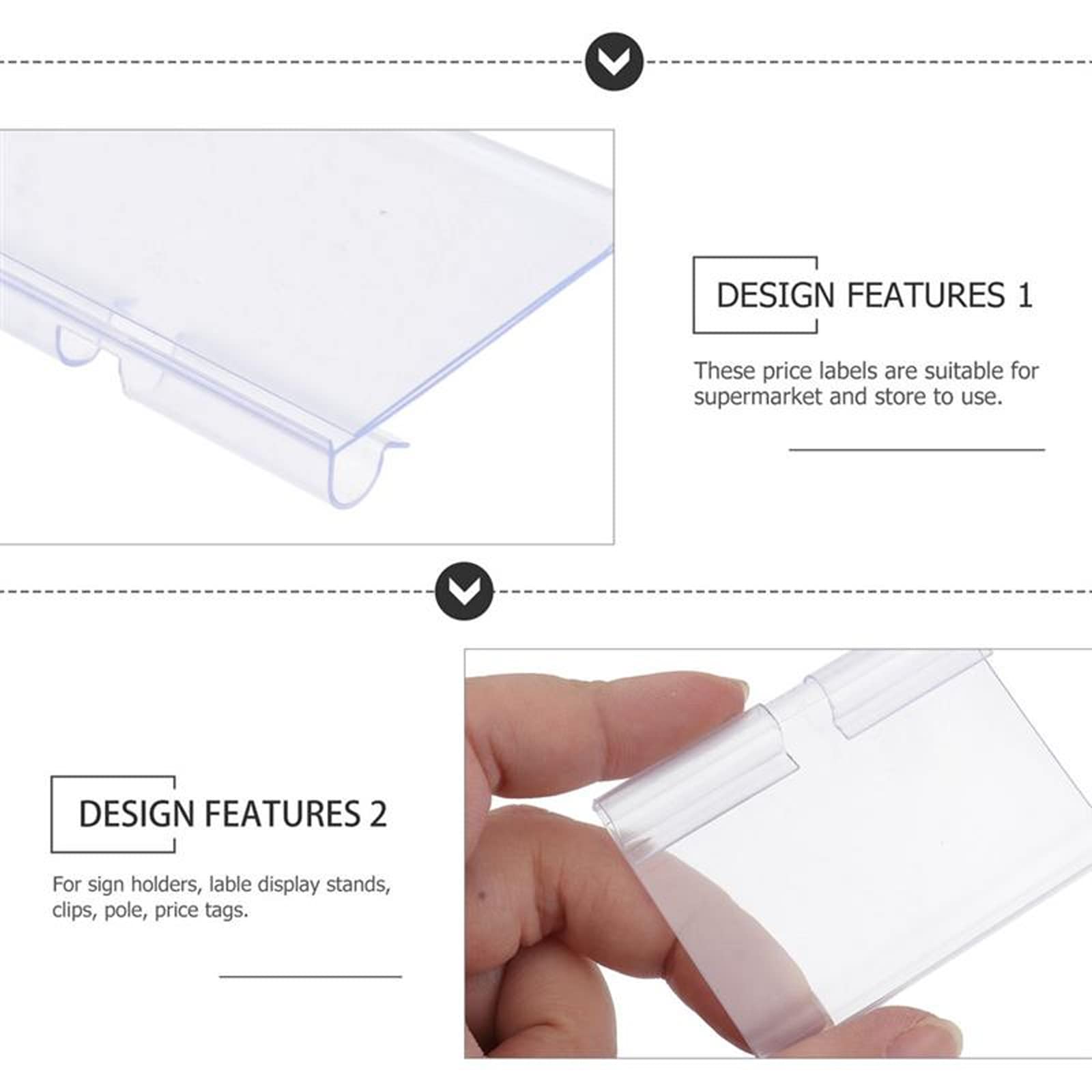 100 PCS Price Label Holder,Clear Plastic Label Holders for Wire Shelf Retail Price Label Merchandise Sign Display Holder(2.4in x 1.65in /6cm x 4.2cm) - Image 3