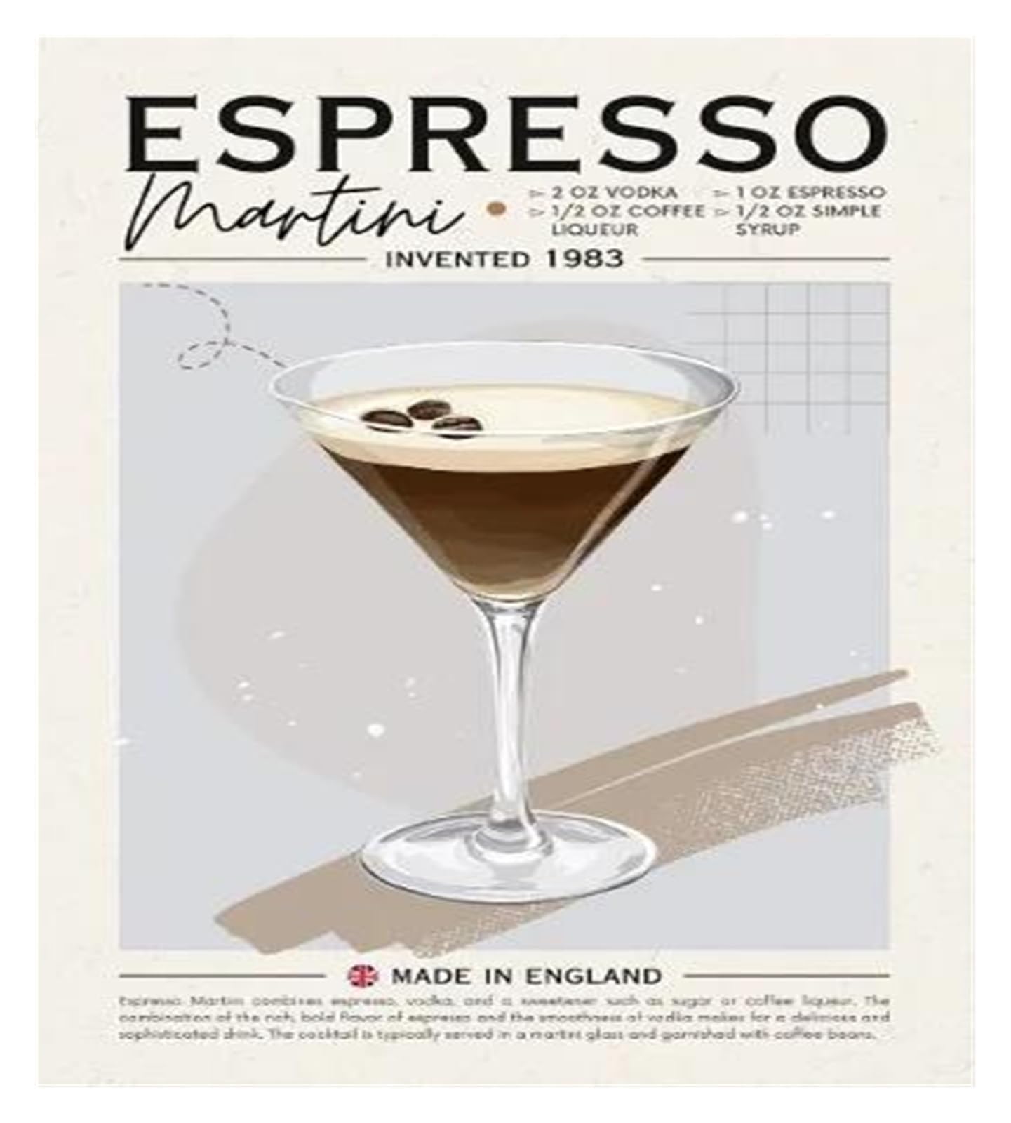Recette d'alcool affiche minimaliste imprimée pour réveiller l'ambiance de votre bar