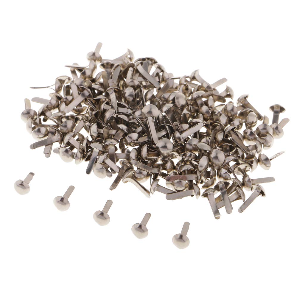 200x Metal Round Head Brads Paper Craft Scrapbook Fasteners Silver