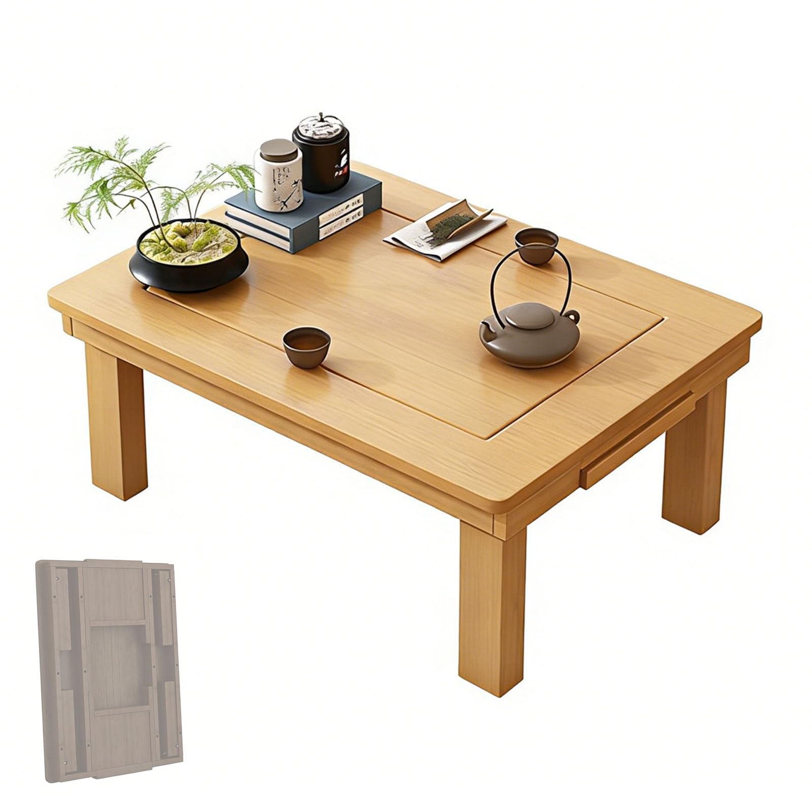 Table basse pliante gain de place avec poignées pour petit salon