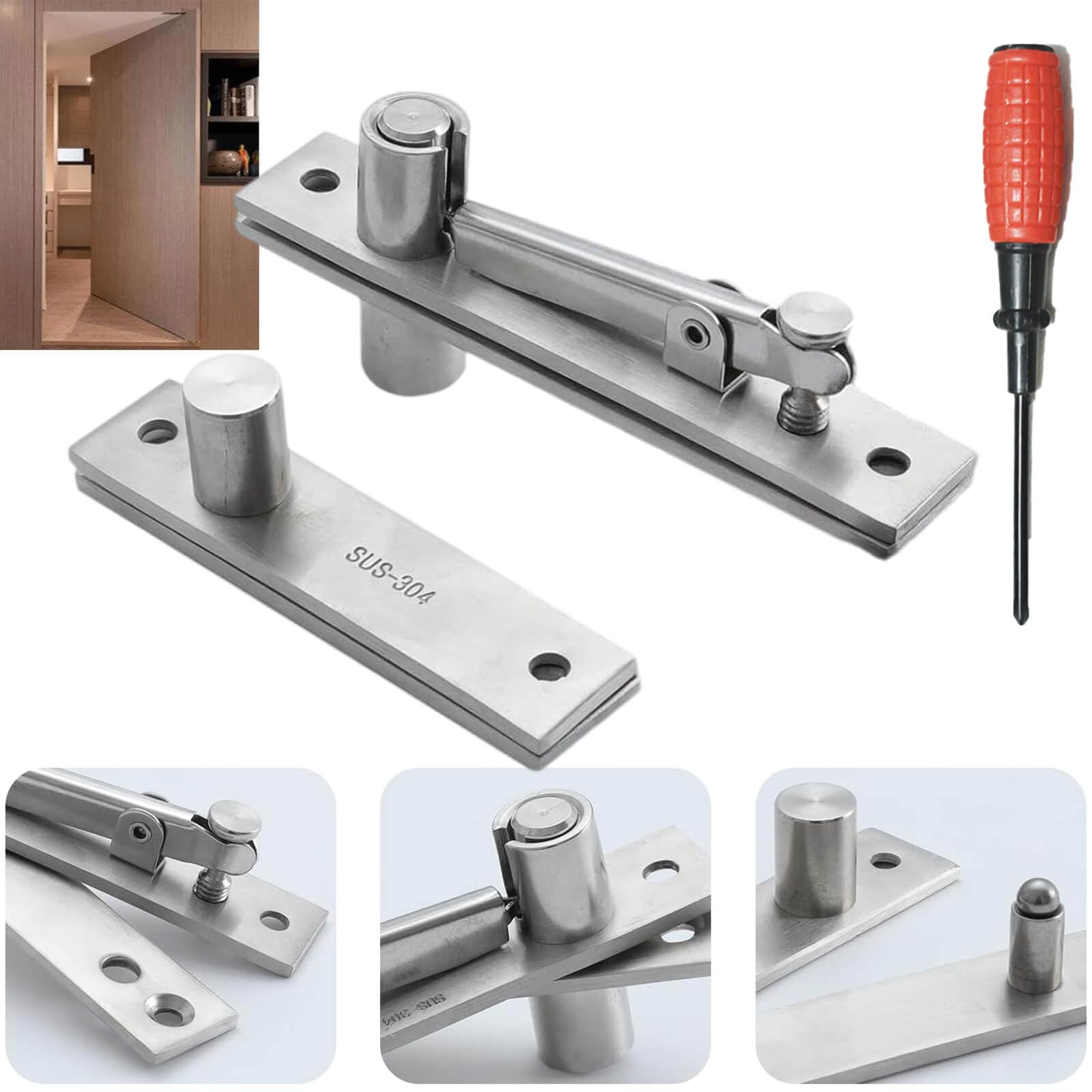 Sponsored Ad – Heavy Duty Pivot Hinge, 360 Degree Rotation System for Bookcase Door, 304 Stainless Steel Hidden Secret Door, Invisible Hardware for Wood Cabinet Panel Doors