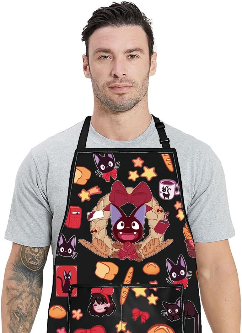 WZMPA Anime Cat Jiji Cooking Apron Kiki & Tombo Fans Gift Kiki Breakfast Chef Apron Kiki Bakery Merchandise - Image 7