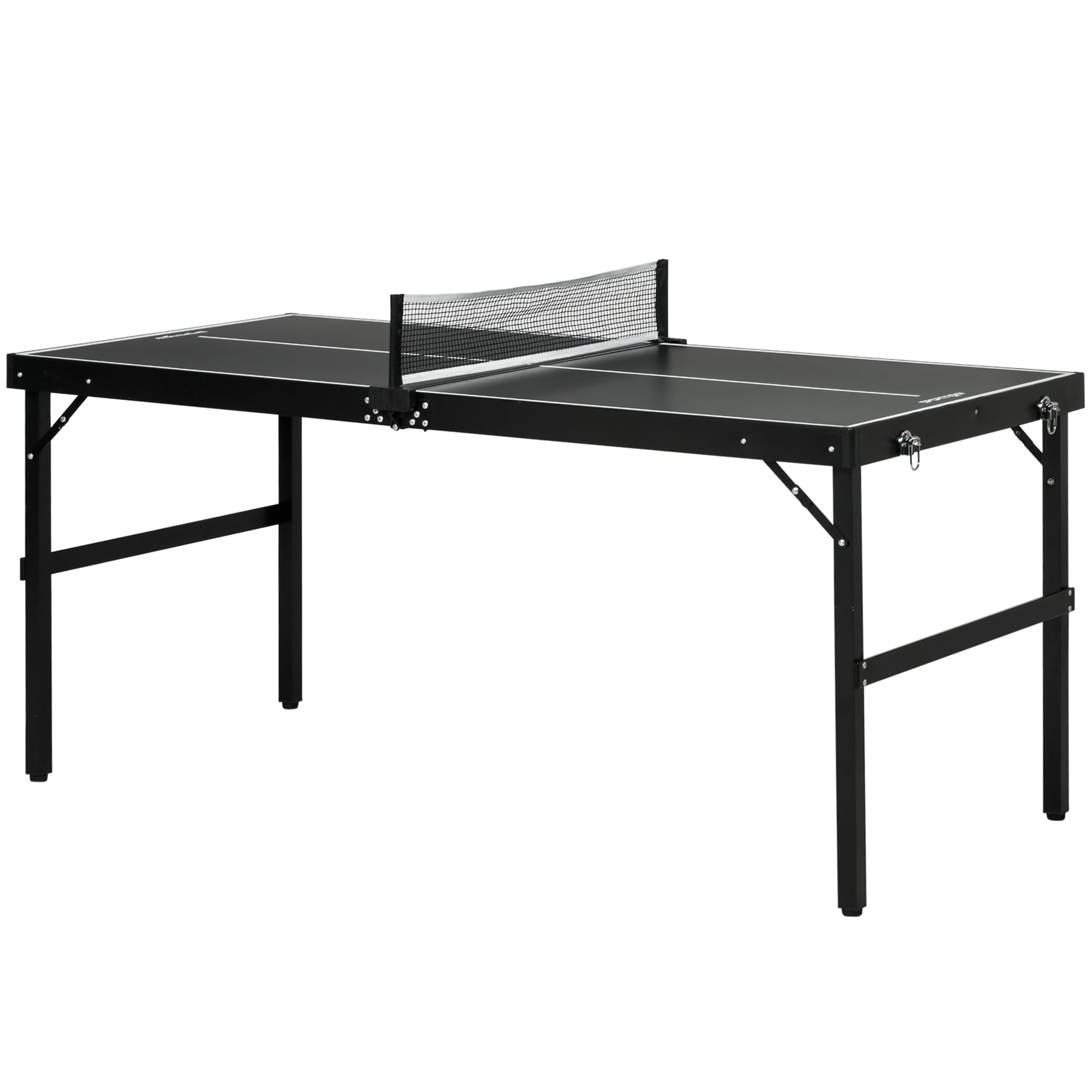 SPORTNOW Mesa de Ping Pong Plegable con Estructura de Aluminio Mini Mesa de Tenis Portátil con Red para Interior y Exterior 152x76x72 cm Negro