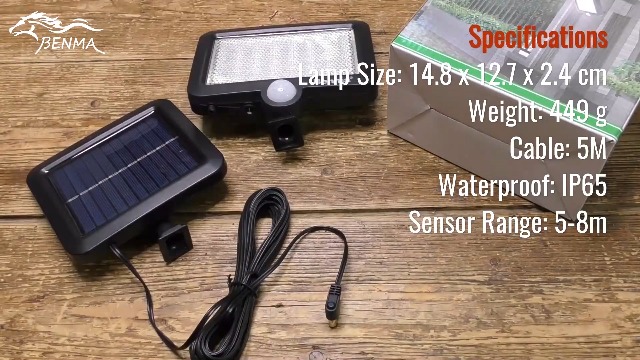 Benma Lampade solari da esterni, luci solari, Lampade da parete per esterni, luci solari da giardino con sensore di movimento, angolo di illuminazione 120°, 5 m - Image 8