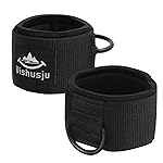 Vishusju Ankle Wrist Cuffs Neoprene Padded Straps D-Ring Glute Kickback for Cable Machines Legs Exercise Adjustable Fitness (D Ring Black)