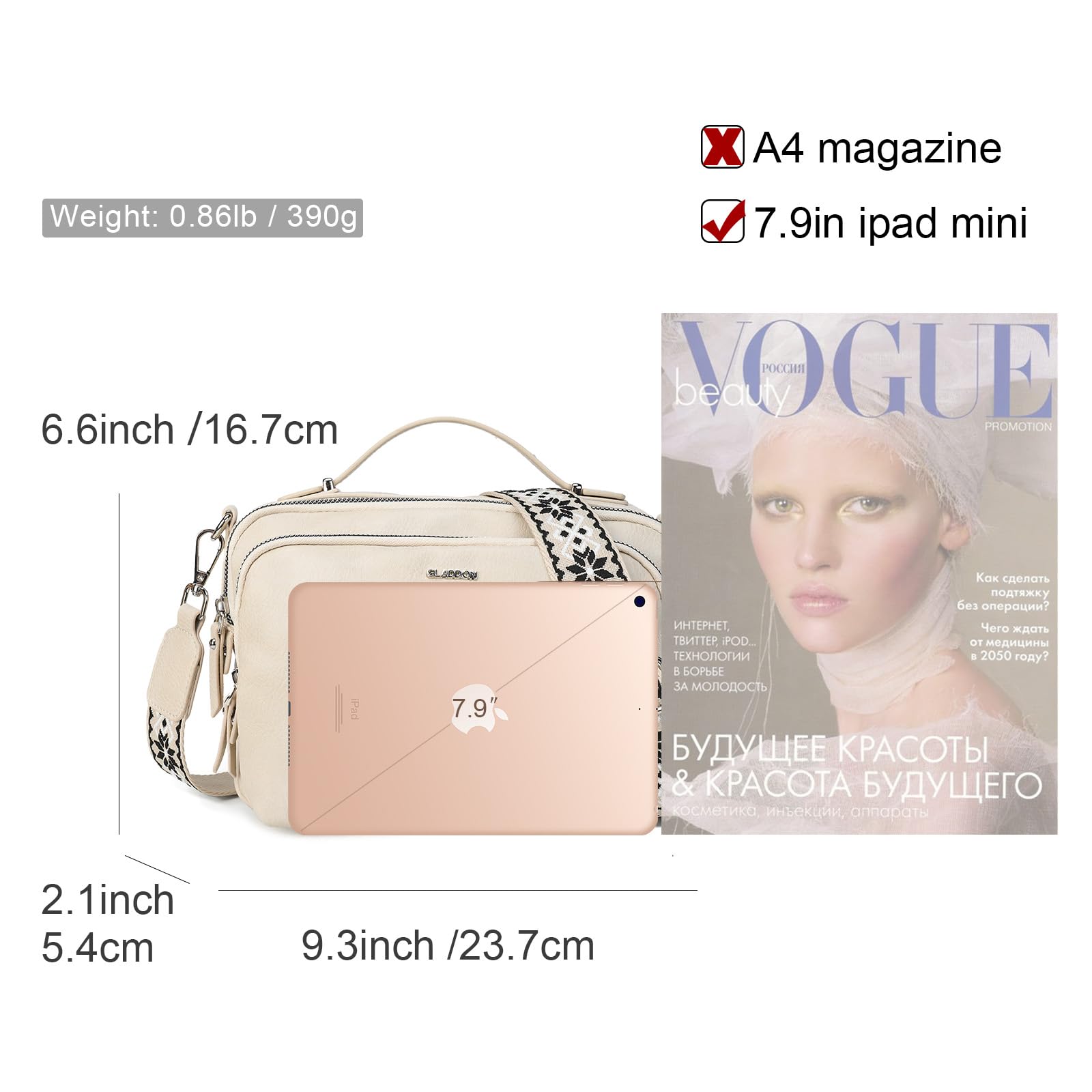 Gladdon Torba na ramię damska, torba na ramię z zamkiem błyskawicznym, torebka crossbody, mała, damska