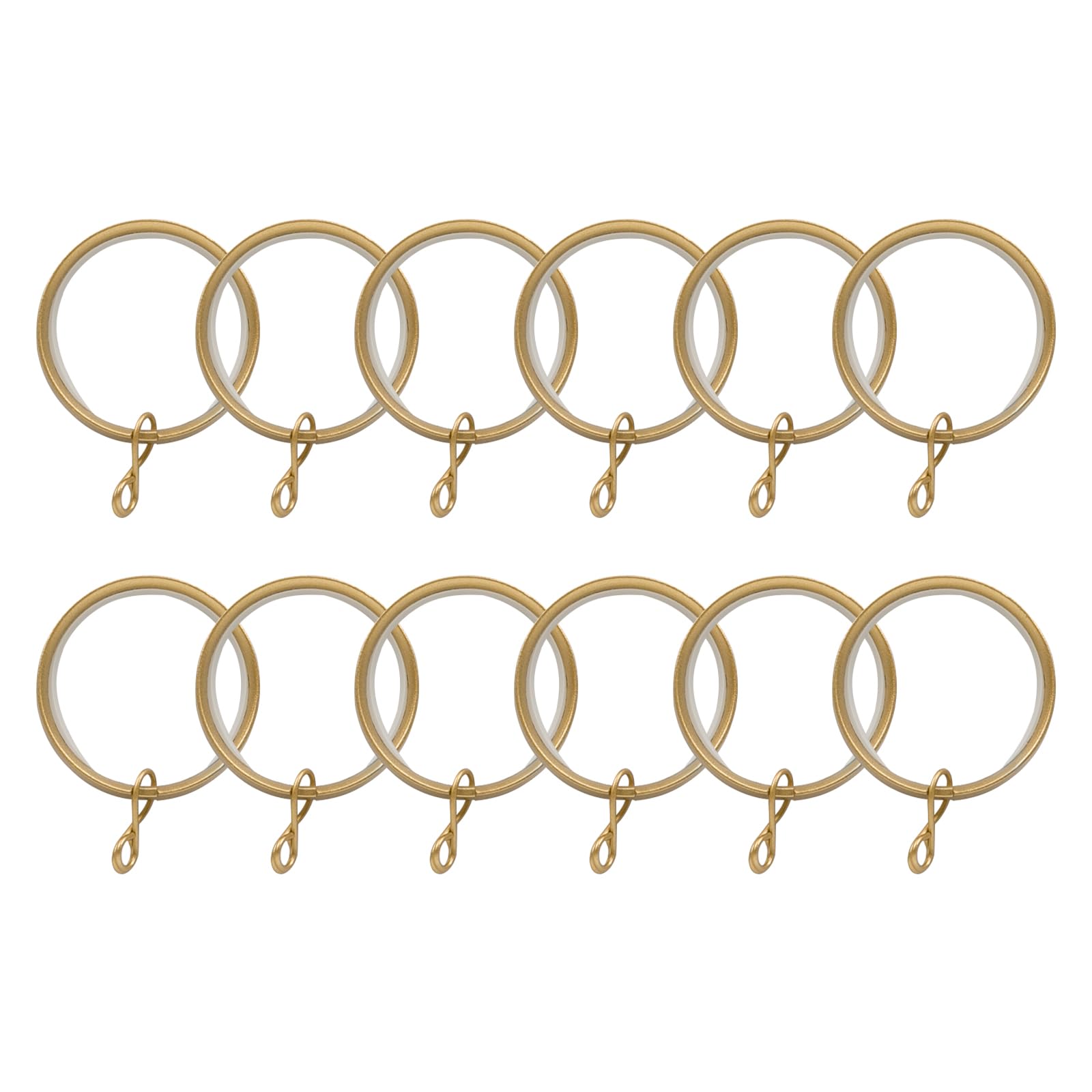 TWOPAGES 12 Pack Curtain Rings with Eyelets, 1.5 Inch Gold Drapery Rings