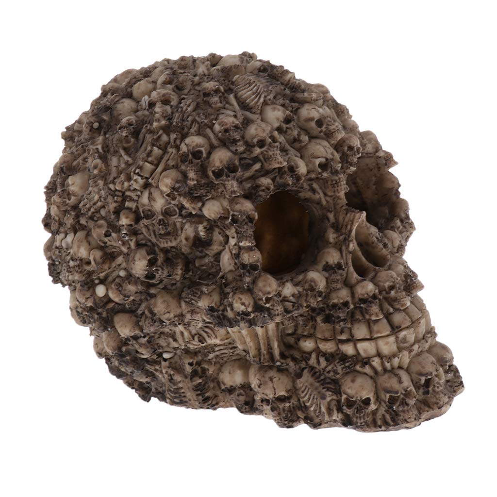 Fenteer Harz Totenkopf Versteck Höhle Terrarium Aquarium Deko für ien und kleine Fische, Typ 1