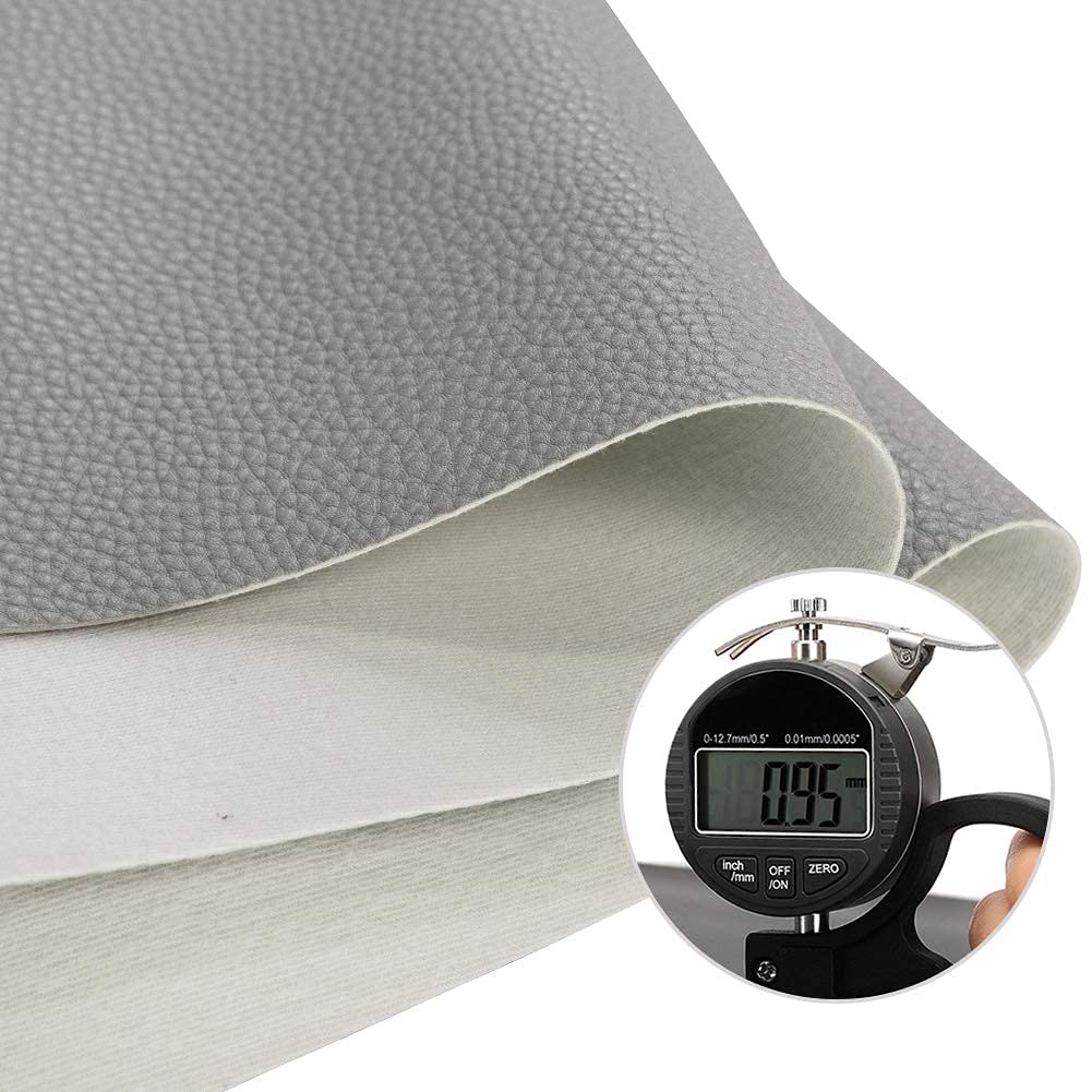 TORRAMI Miękki materiał syntetyczny PU Arkusze ze sztucznej skóry 137 cm x 58 cm, grubość 0,95 mm do tapicerki, rękodzieła, żwirkowy wzór, cielisty szary