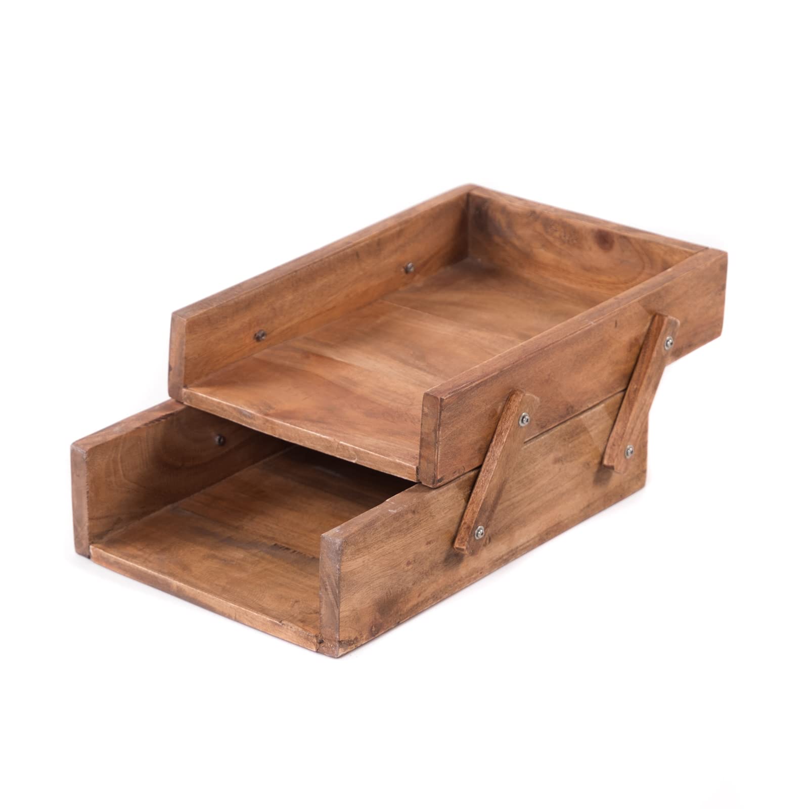 DESIGN DELIGHTS DOKUMENTENABLAGE Slide | Mahagoni Holz, 36 cm, zwei Fächer | Holzablage, Schreibtisch Organizer, Dokumentenkiste, Holzkiste, Büro Ablage