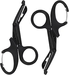 MOVOCA Medical Scissors with Carabiner - 7.5" Bandage Scissors Trauma Shears, Fluoride Coated Non-stick Blades Stainless Steel EMT Shears for Doctor, Nurses, Nursing Students, EMT, EMS