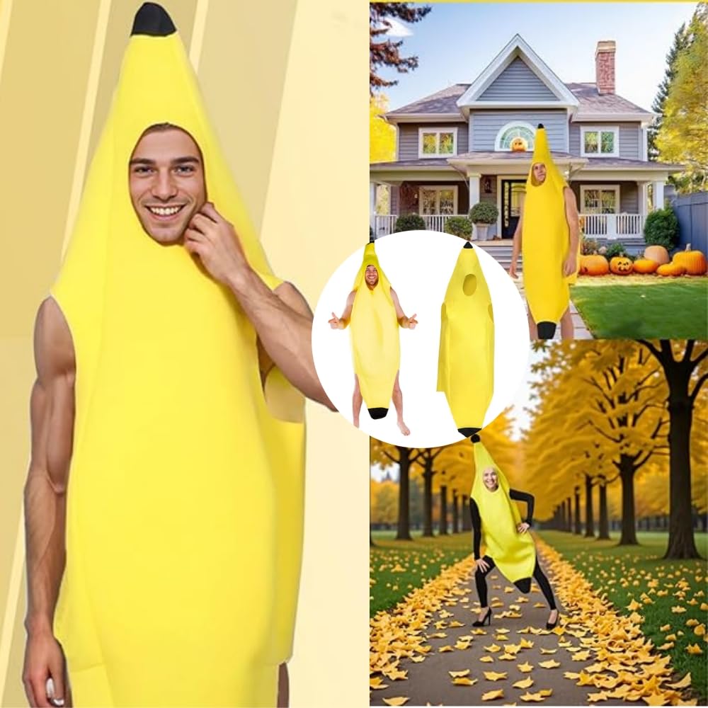 EYWILYWI Adult Banana Costume,Hilarious Yellow Banana Jumpsuit, Lightweight Comfortable Unisex Outfit for Halloween Parties - Image 4