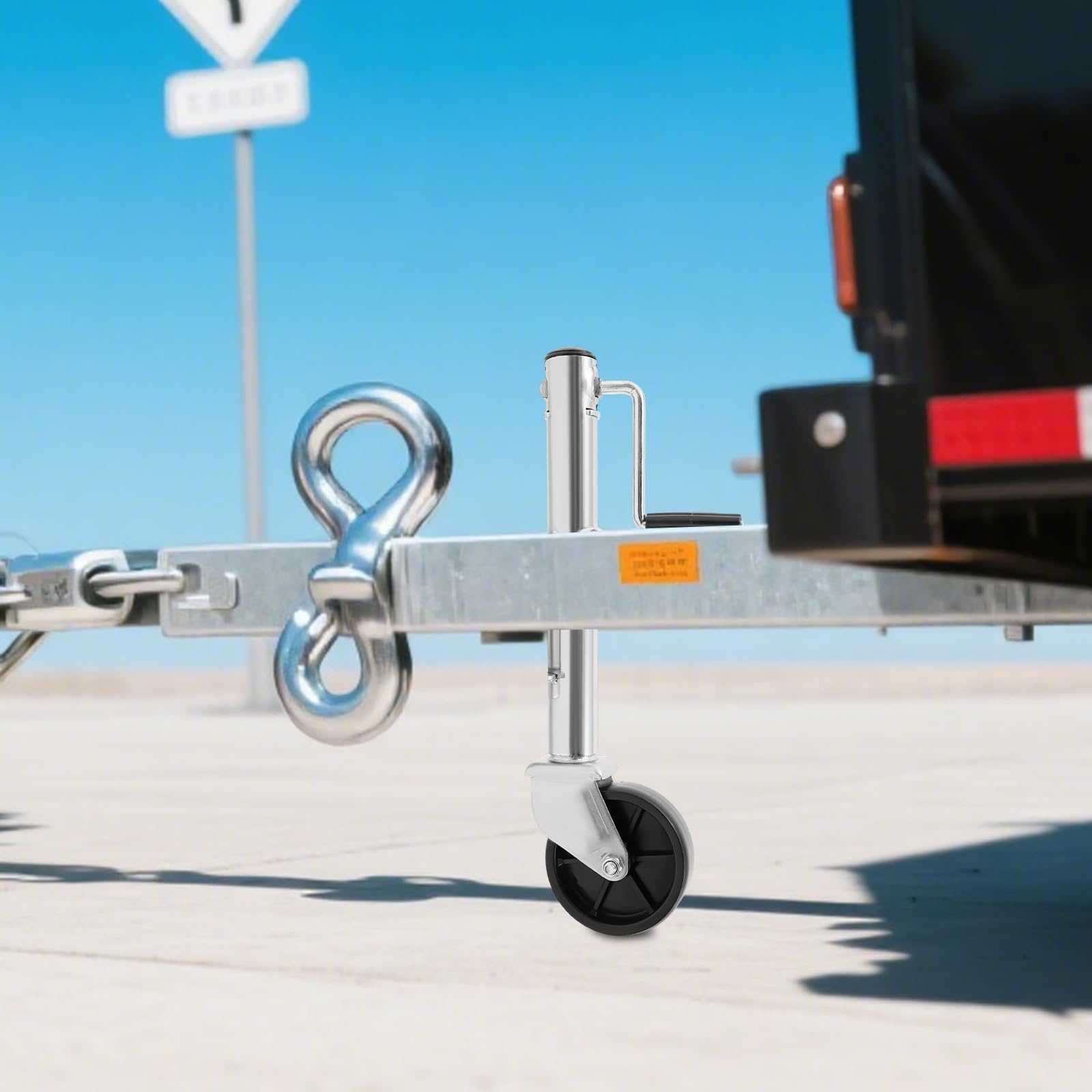 Anhängerheber mit 6-Zoll-Rad, Generisch 540 kg Stützrad, Schwenkbarer Anhänger Stützrad Schwerlast Automatik Hänger Stützrad Höhenverstellbar Stark,Automatik Wohnwagen Trailer Rad