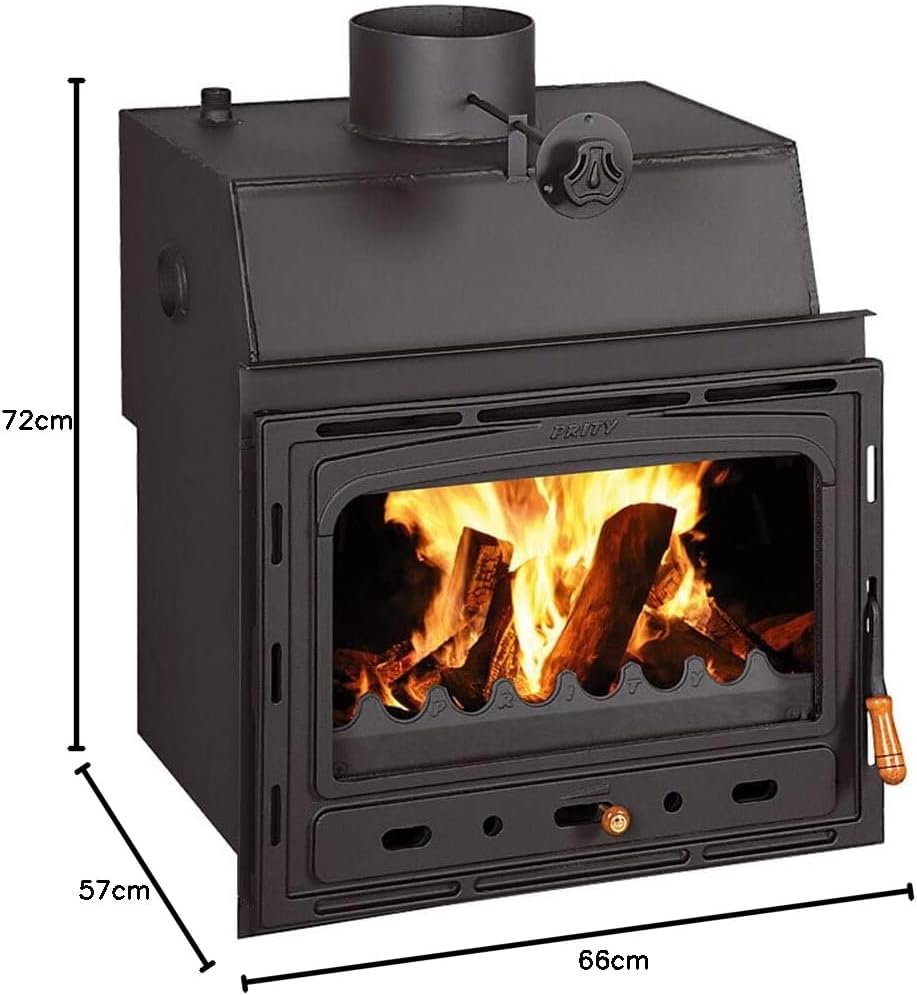 Prity C W18 Wood Stove with dimensions