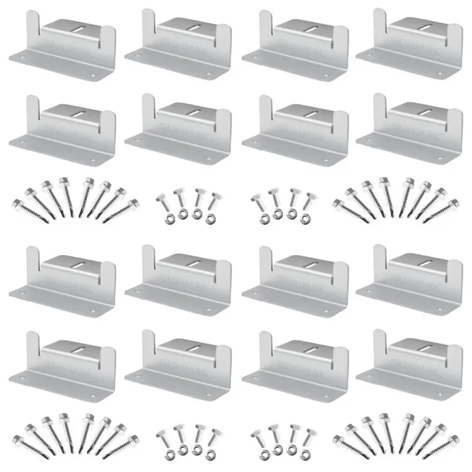 Uchwyty do paneli słonecznych, zestawy wsporników montażowych do paneli słonecznych, dachu PV, aluminium, typ Z, do samochodu, łodzi, kampera, jachtu (biały, 16 zestawów)