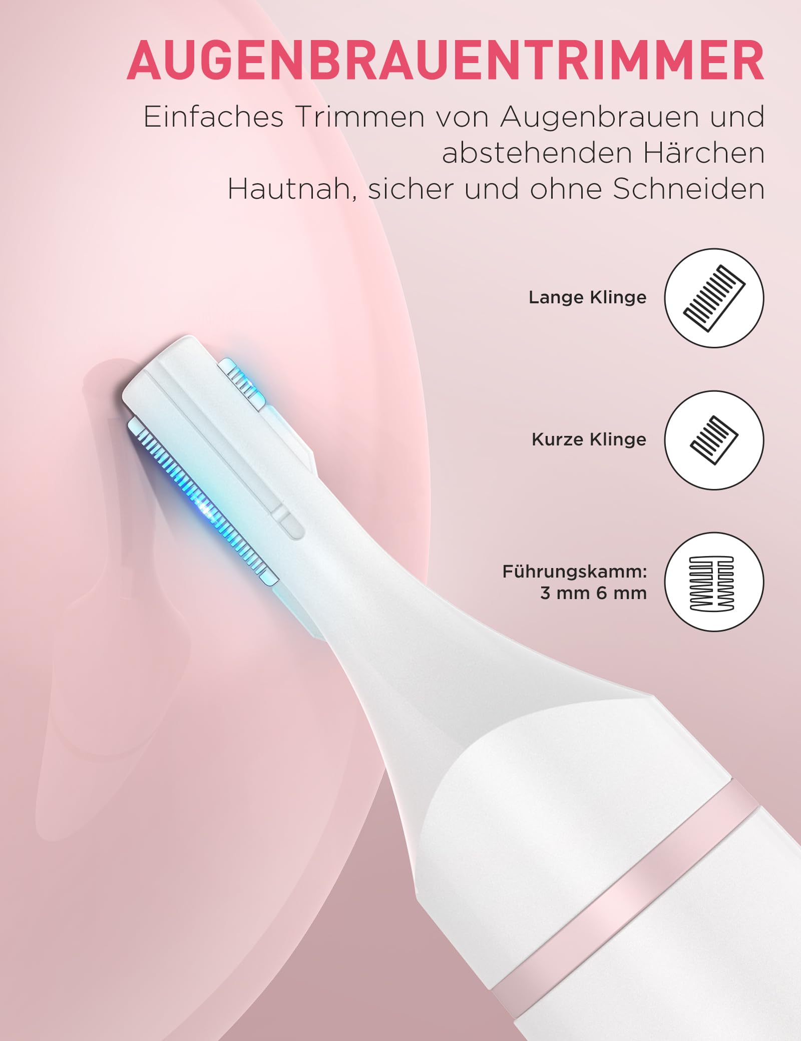 Gesichtshaarentferner für Frauen Nasenhaartrimmer,Rasierer Damen Intimbereich,Intimrasierer für frauen,Damenrasierer Elektrisch Gesichtsrasierer,Augenbrauenrasierer-Gesicht,Bikinizone,Nasen Ohren,USB