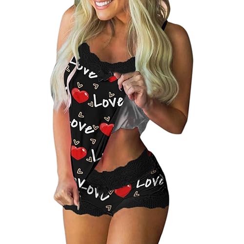 AODONG Two Piece Lingerie Set for Women,Floral Embroidered Lingerie Sets Sexy Teddy Babydoll Underwear Pajamas Set