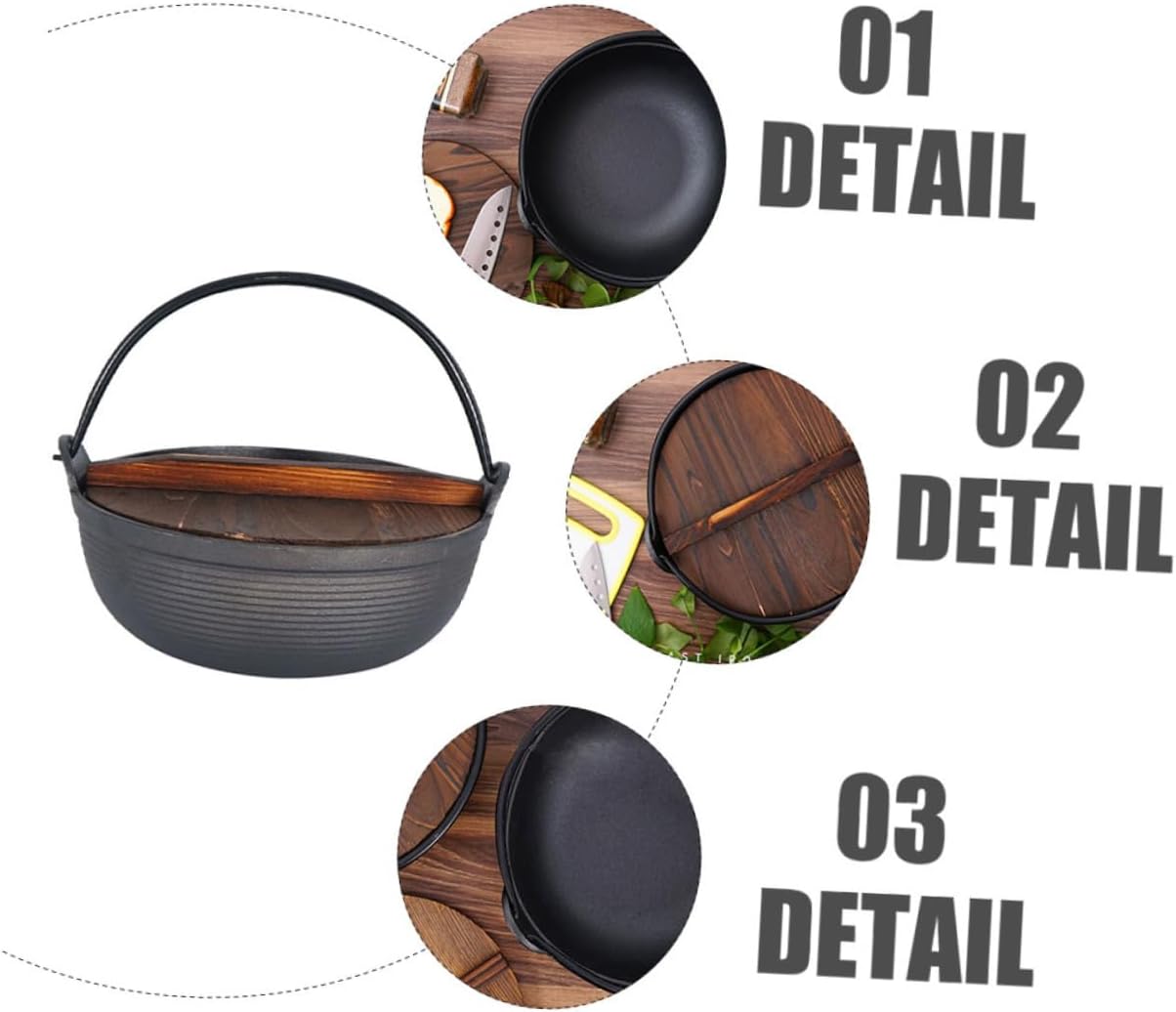 VICASKY 1set Outdoor Cast Soup Pot for Camping Cooking Non-stick Heavy-duty Cookware for Stewing and Boiling for Outdoor Cooking and Picnics
