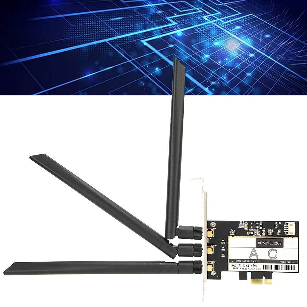 Scheda WiFi PCIe, Scheda di Rete Wireless Dual Band 802.11AC 1750Mbps Bluetooth 4.0 con 3 Antenne, Adattatore PCI Express per Desktop PC, 1 Pezzo