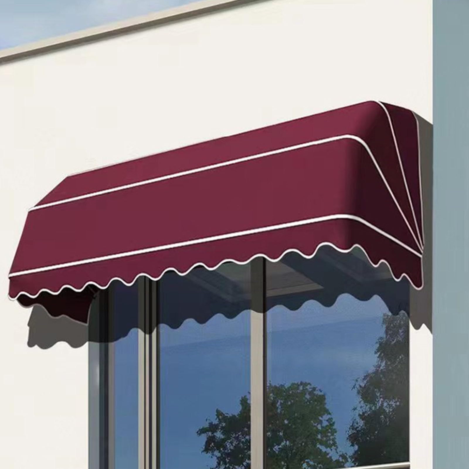 Toldo retráctil de poliéster impermeable curvado francés para el hogar, patio, balcón y cafetería, refugio plegable para puerta para lluvia y protección contra la lluvia