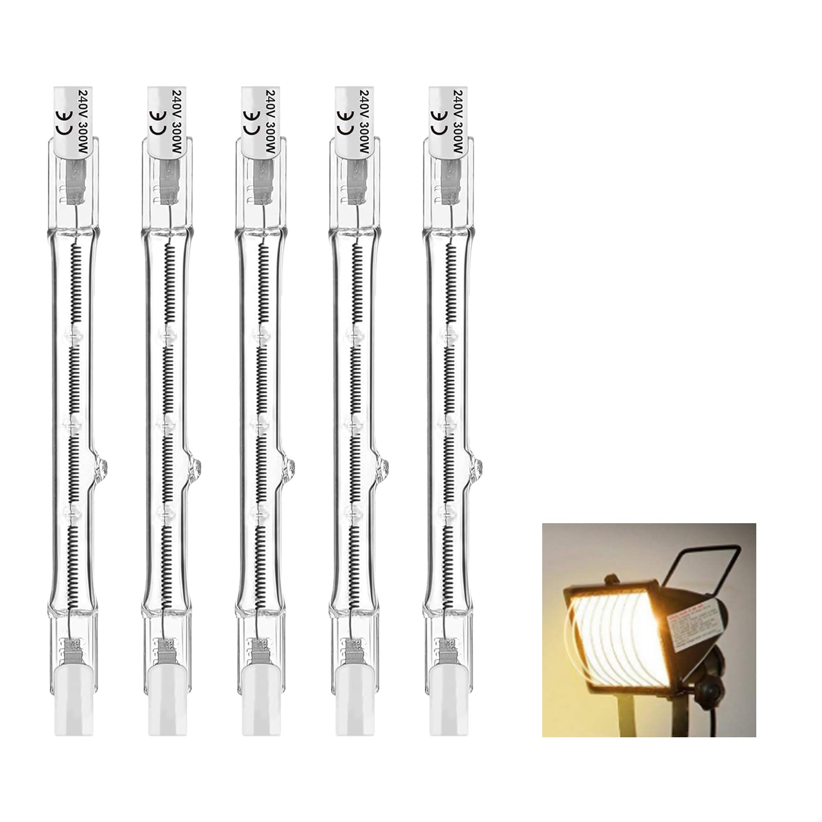 5 Pack Halogen Bulb 118mm Dimmable Compatible with R7S, Tungsten Linear Bulb Warm White Linear Halogen Floodlight