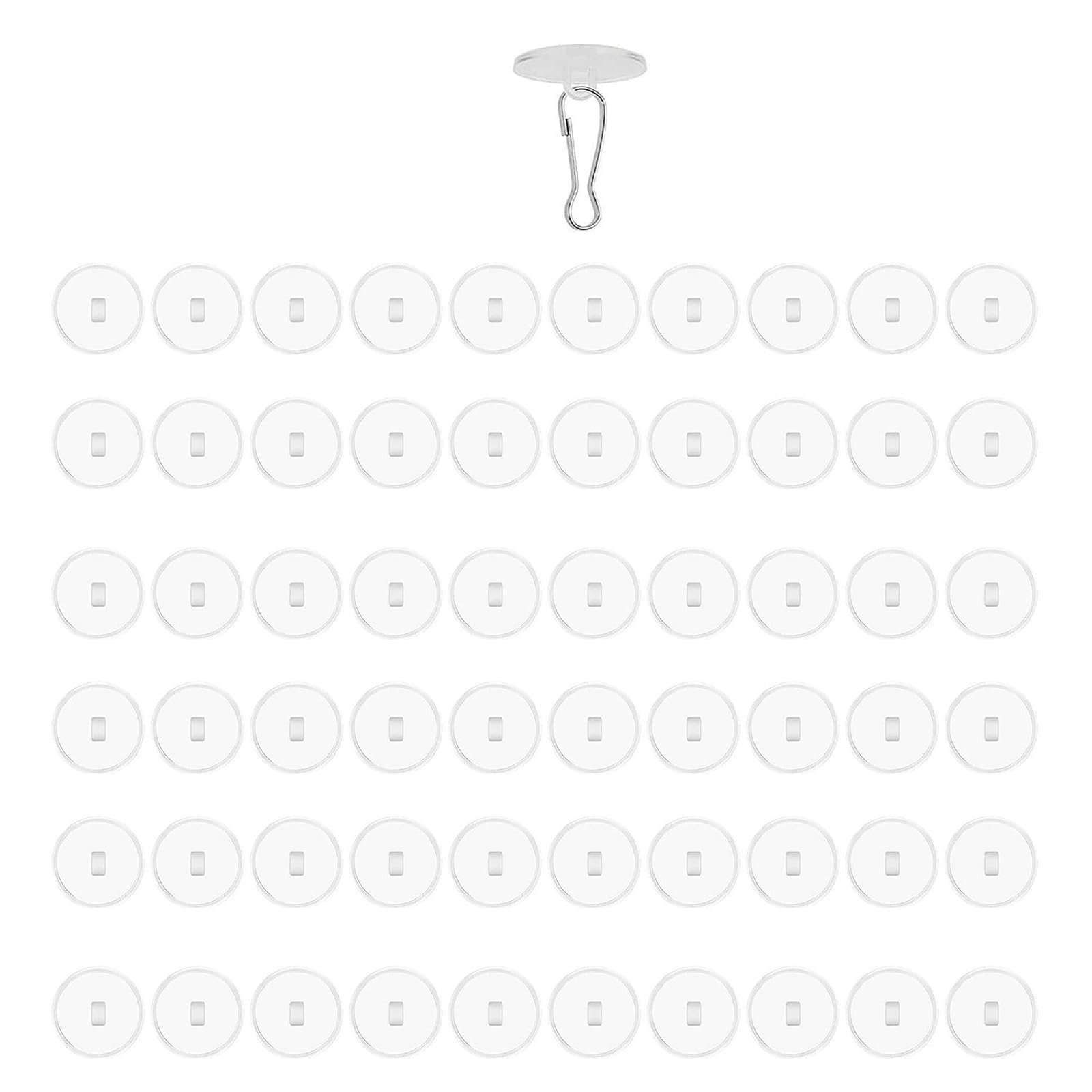 Nucelit 60Pieces Adhesive Ceiling Hooks Hangers for Easily Hanging Without Tools Required Ideal for Seasonal and Daily Use Clear Wall Hangers