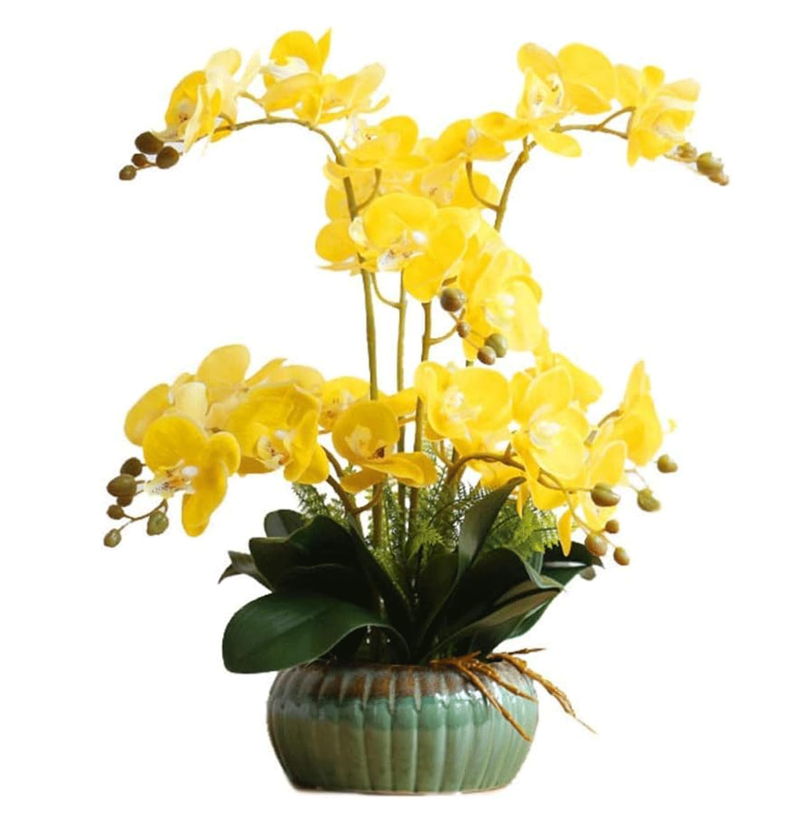 DFGHNBVC Faux Orchids With Ceramics Pot Artificial Flower Silk Artificial Phalaenopsis Flowers 23.6In Artificial Orchid Fake Floral