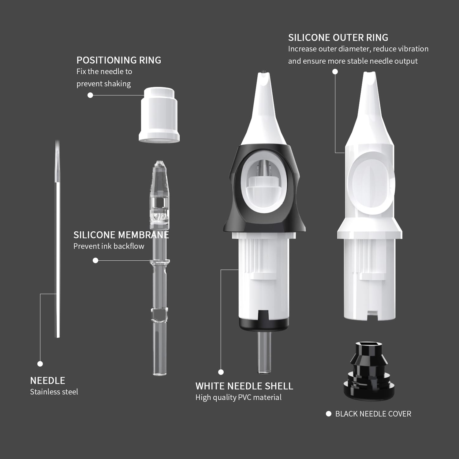 Tattoo Cartridge Needles 20pcs White Disposable Tattoo Needle Cartridges RL RS RM M1 Round Liner Shader Magnum for Rotary Tattoo Machine Pen Permanent Makeup Tattoo Supplies (14RS) - Image 2