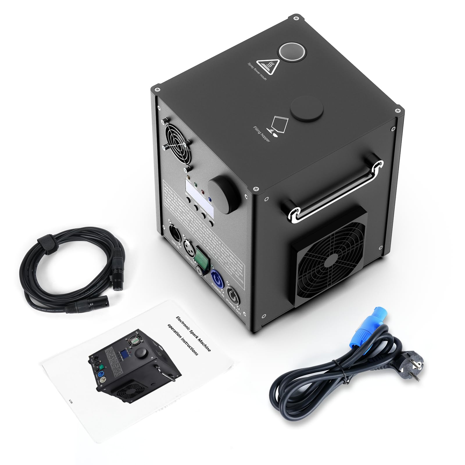 700W Macchine Pirotecniche con Flightcase, Macchina a Scintilla Fredda Display LCD d-mx512 con Telecomando per Bar Party Halloween Natale Matrimonio(2pcs Macchine con Flightcase)