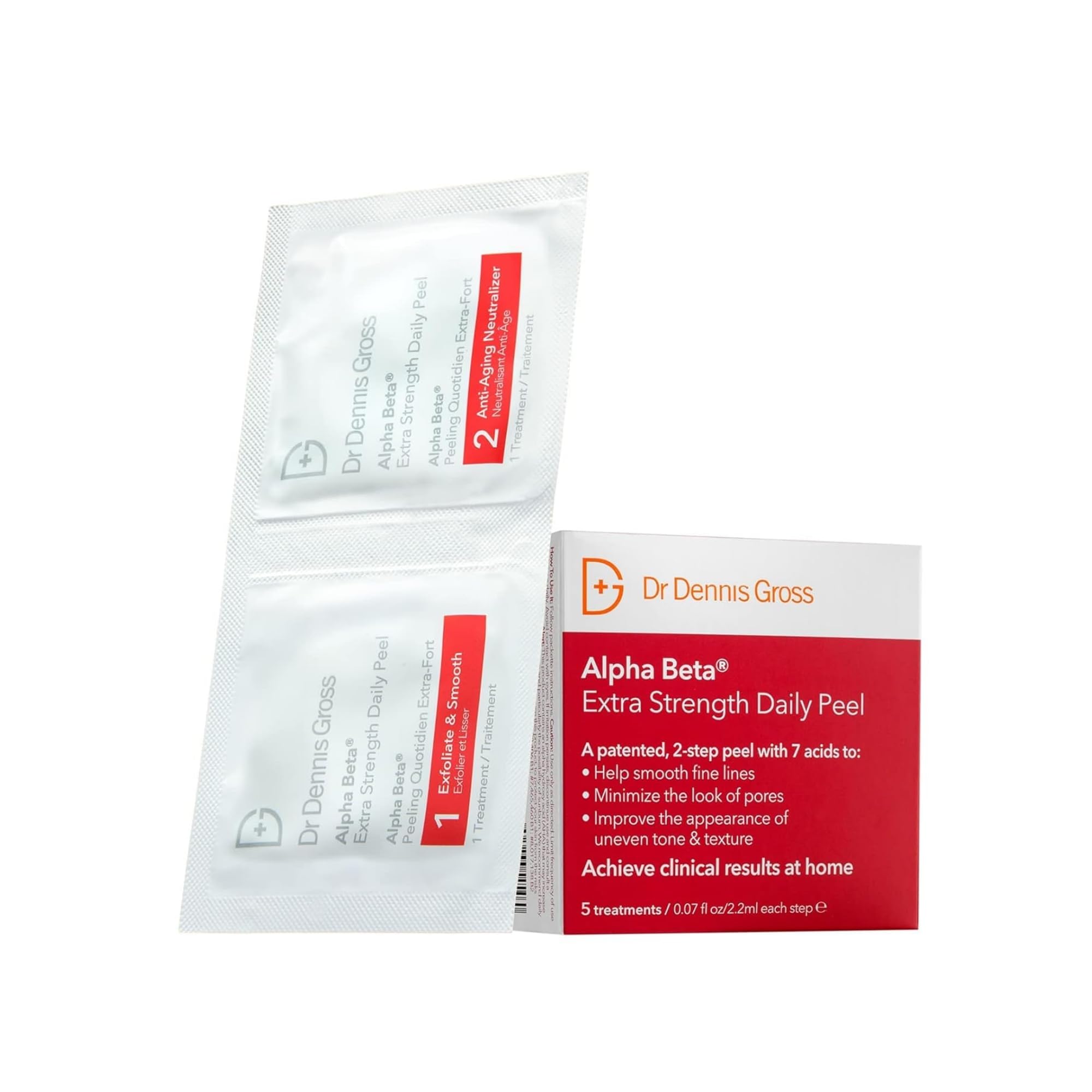 Dr. Dennis Gross Alpha Beta Extra Strength Daily Peel – 2-Step Exfoliating Pads for Enhanced Anti-Aging, Smoother Skin, and Radiant Complexion, 5 Treatments