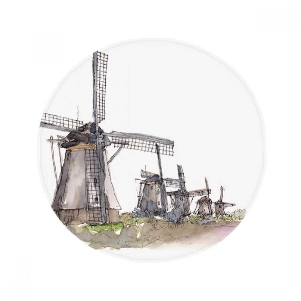 Tapis de sol rond anti-dérapant moulin à vent hollandais multicolor pour cuisine 60x60cm