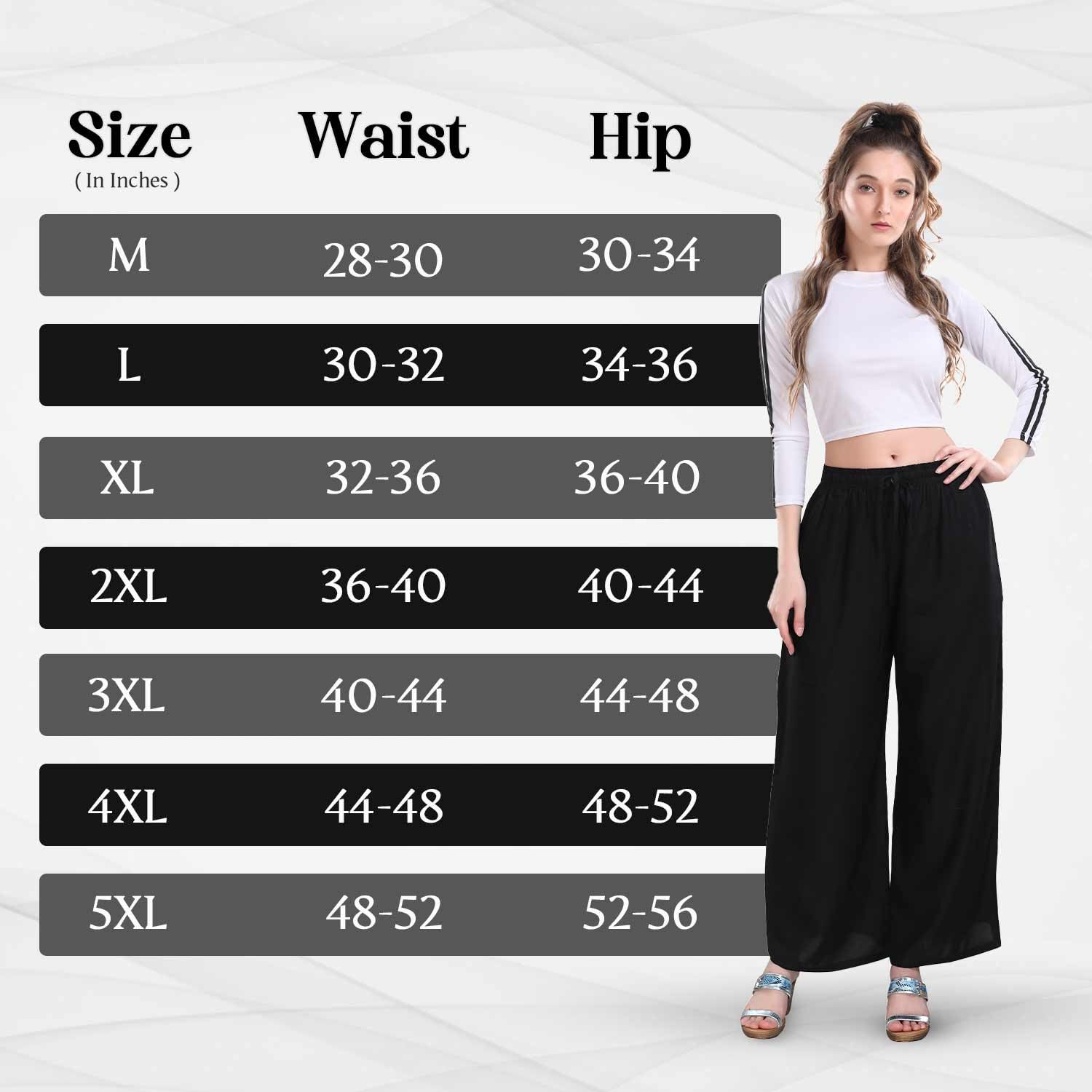 TRASA Ultra Soft Reyon Cotton High Rise Regular and Plus 7 Colour Palazzo for Women's and Girls - Black - 2XL - Image 6 thumbnail