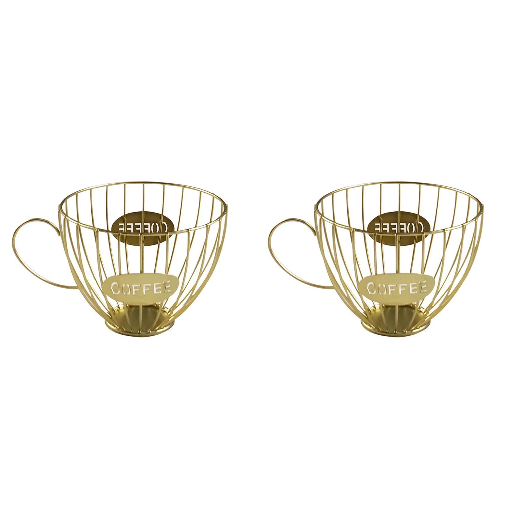 Hndhbfgrt 2X Coffee Fruits Capsule Storage Basket Coffee Cup Shaped Pod Holder and Organizer for Home Cafe Hotel Golden