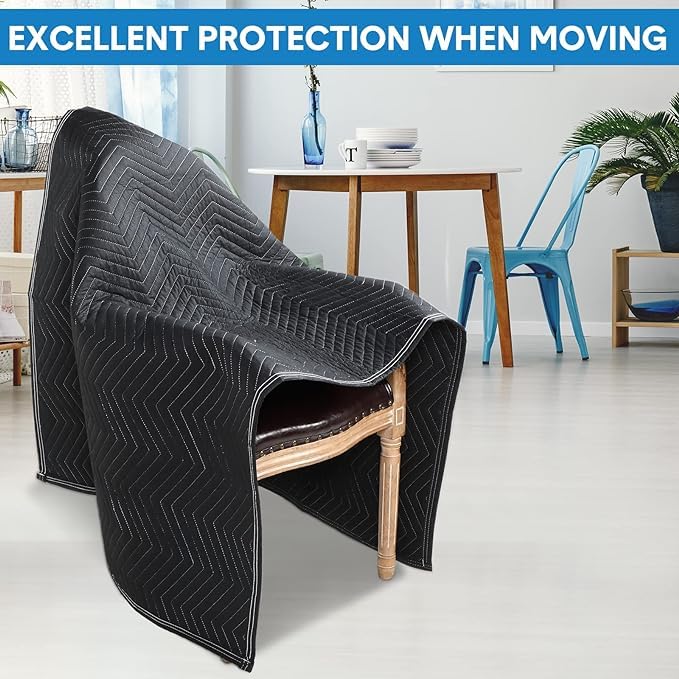 Image of Moving Blankets Heavy Duty Professional Packing Blanket for Move Environmental Move Supplies Pack of (5, (40 * 72)-Black)