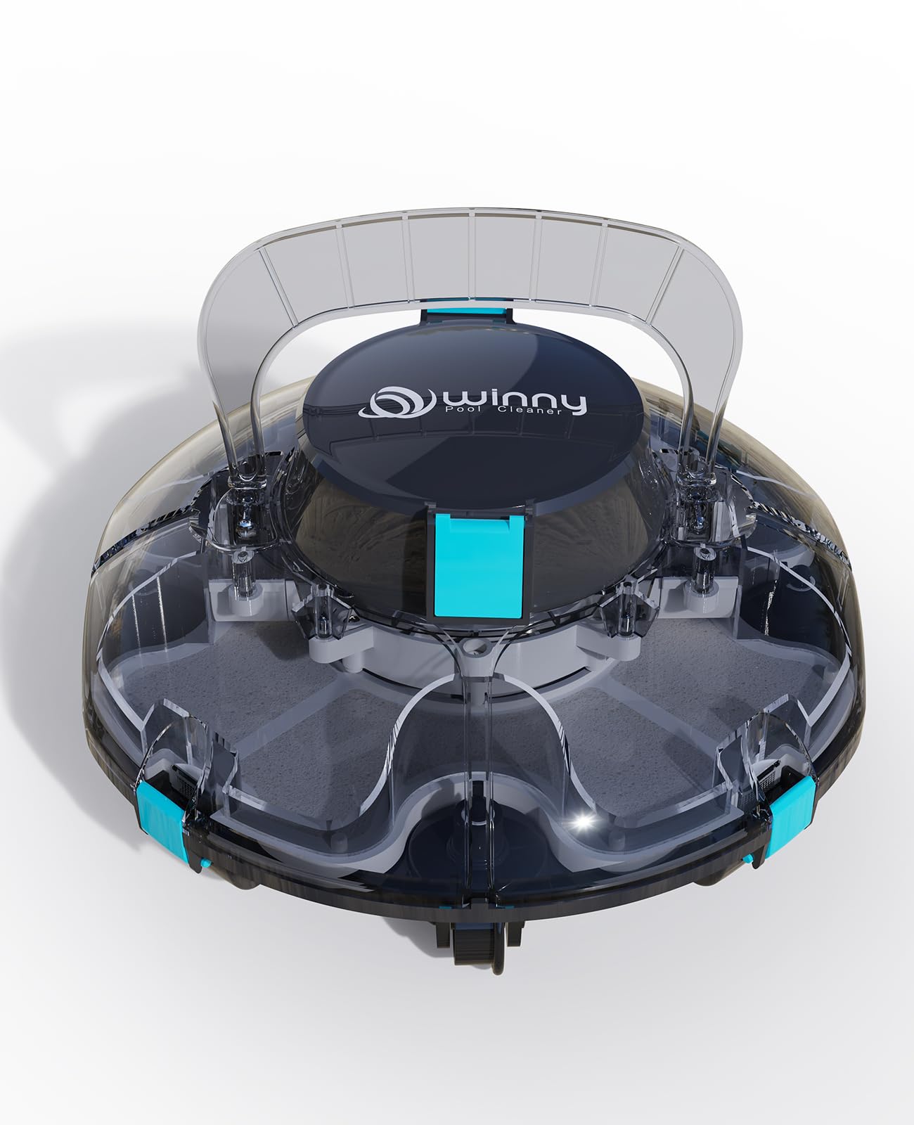 WINNY POOL CLEANER Winny 200P Limpiafondos Piscina, Inalámbrico Robot Limpiafondos Piscina, 80Min Autonomía, Piscinas Desmontables 60m², Doble Filtración,Estacionamiento Auto(Negro-Azul)