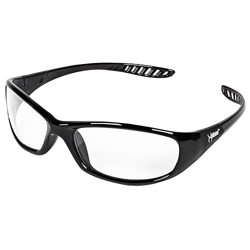 KleenGuard V90 "The Shield" - Gafas de seguridad con protector facial (18631), lente antivaho IRUV Shade 3.0 con marco negro, 6 parespaquete
