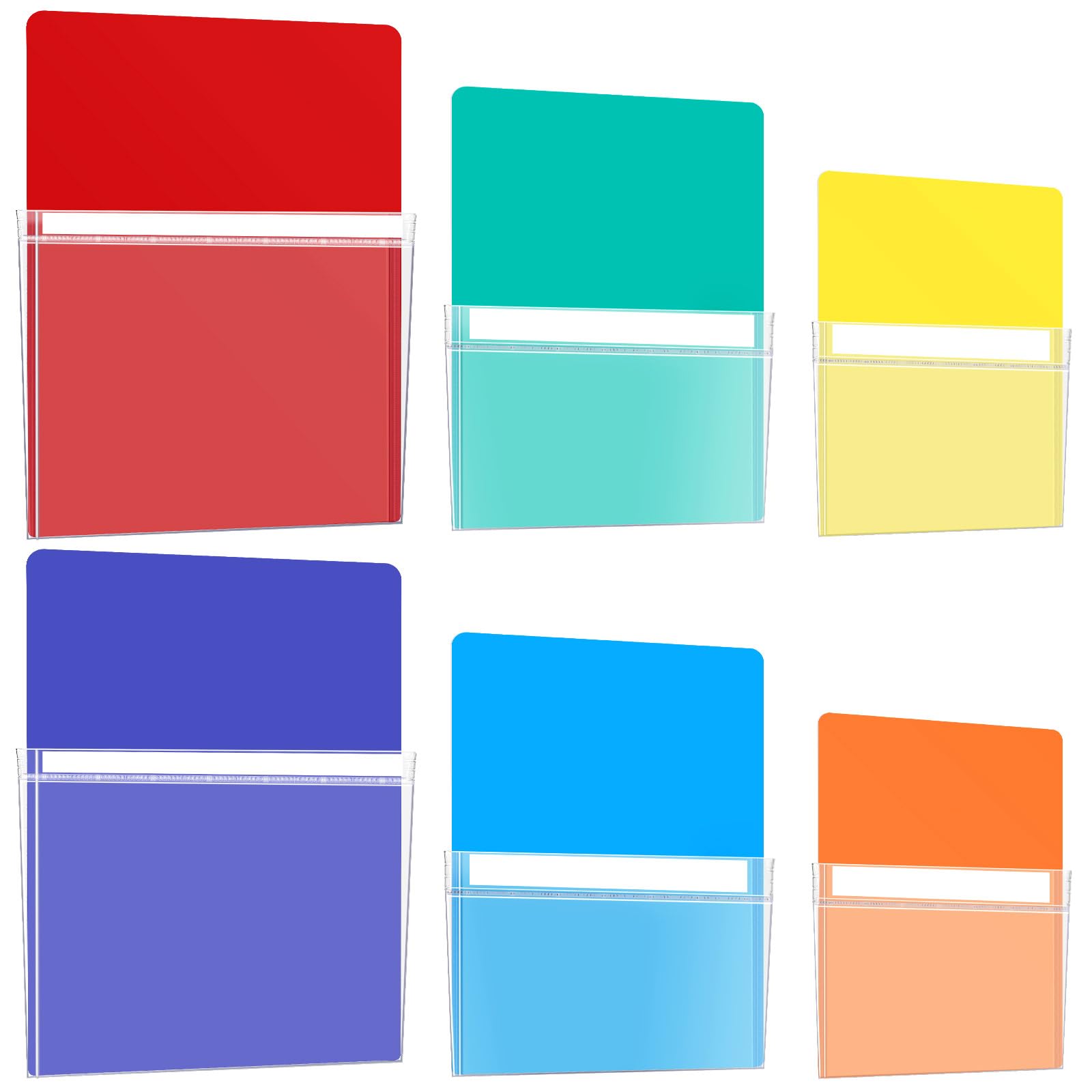 Ctosree 6 Pcs Magnetic File Holder 3 Size Magnetic Pen Holder Refrigerator Magnet Organizer Wall Fridge Pockets Planners Mail Storage Case Pencil Cup