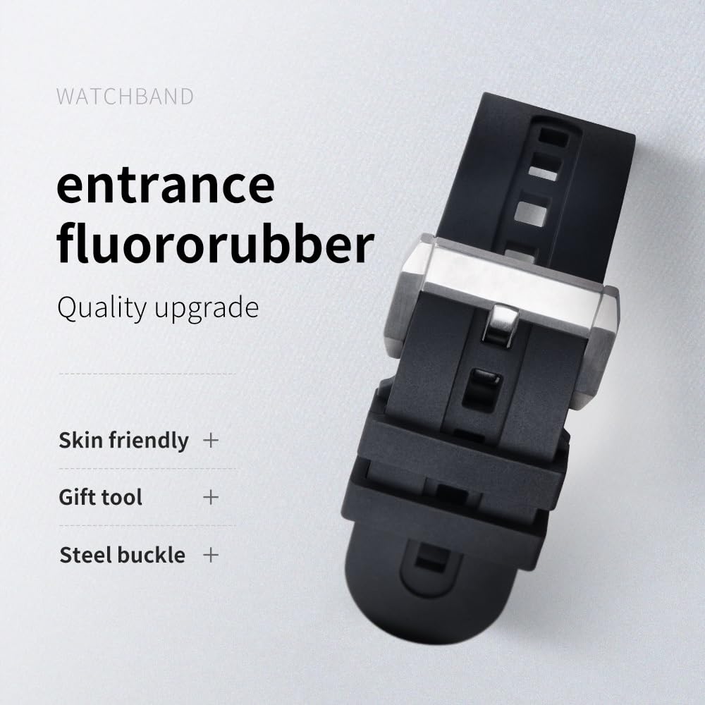 EPANO Correas de reloj de goma suave FKM de 23 mm para correa de reloj Blancpain Fifty Fathoms 5000 5015, 23mm, Agate