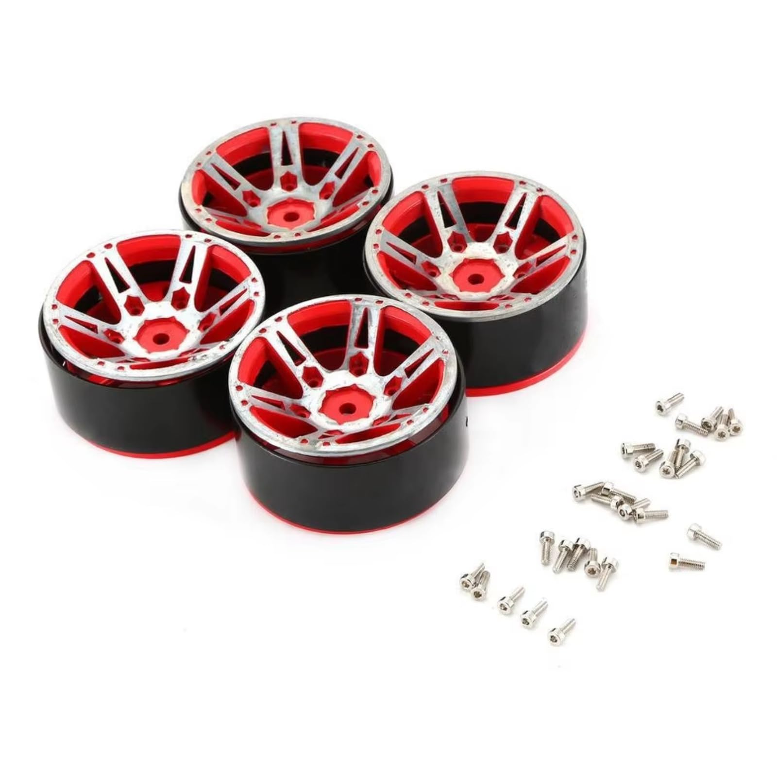 Compatibile con Traxxas per TRX-4 per Axial per SCX10 per Tamiya D90 1/10 RC Ricambi Auto Accessori 4 Pezzi Metallo BEADLOCK 1.9 "Cerchio Ruota Ricambi RC