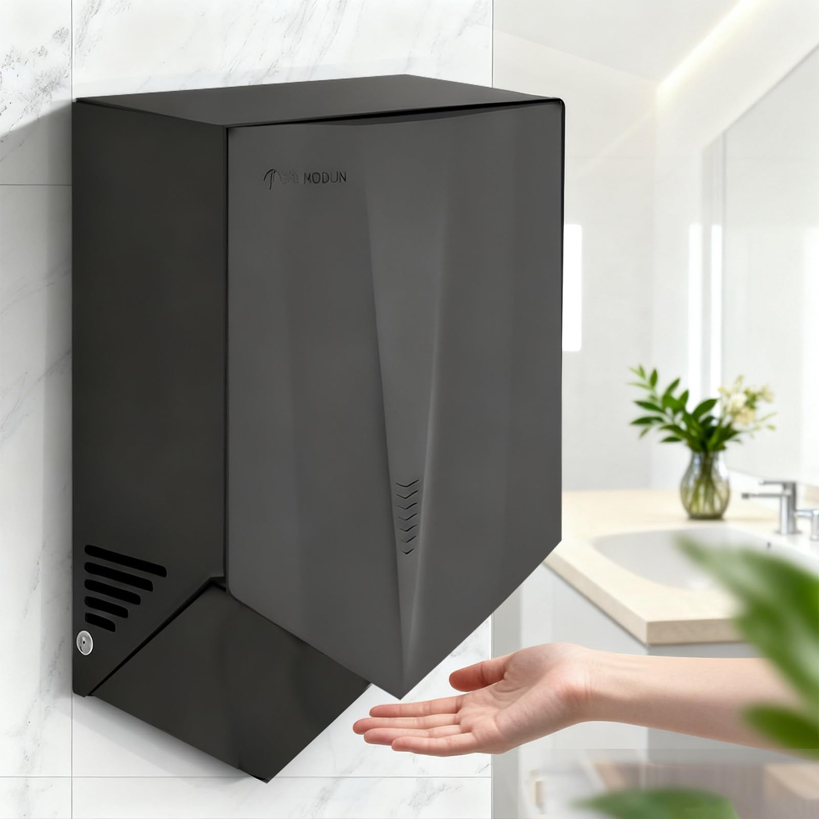 Commercial Hand Dryer for Bathrooms 1500W, 220V 50Hz Wall Mounted Hand Dryer, IPX1 Waterproof High Wind Speed, 5-8 Seconds Dry with No Touch Infrared Sensor Black