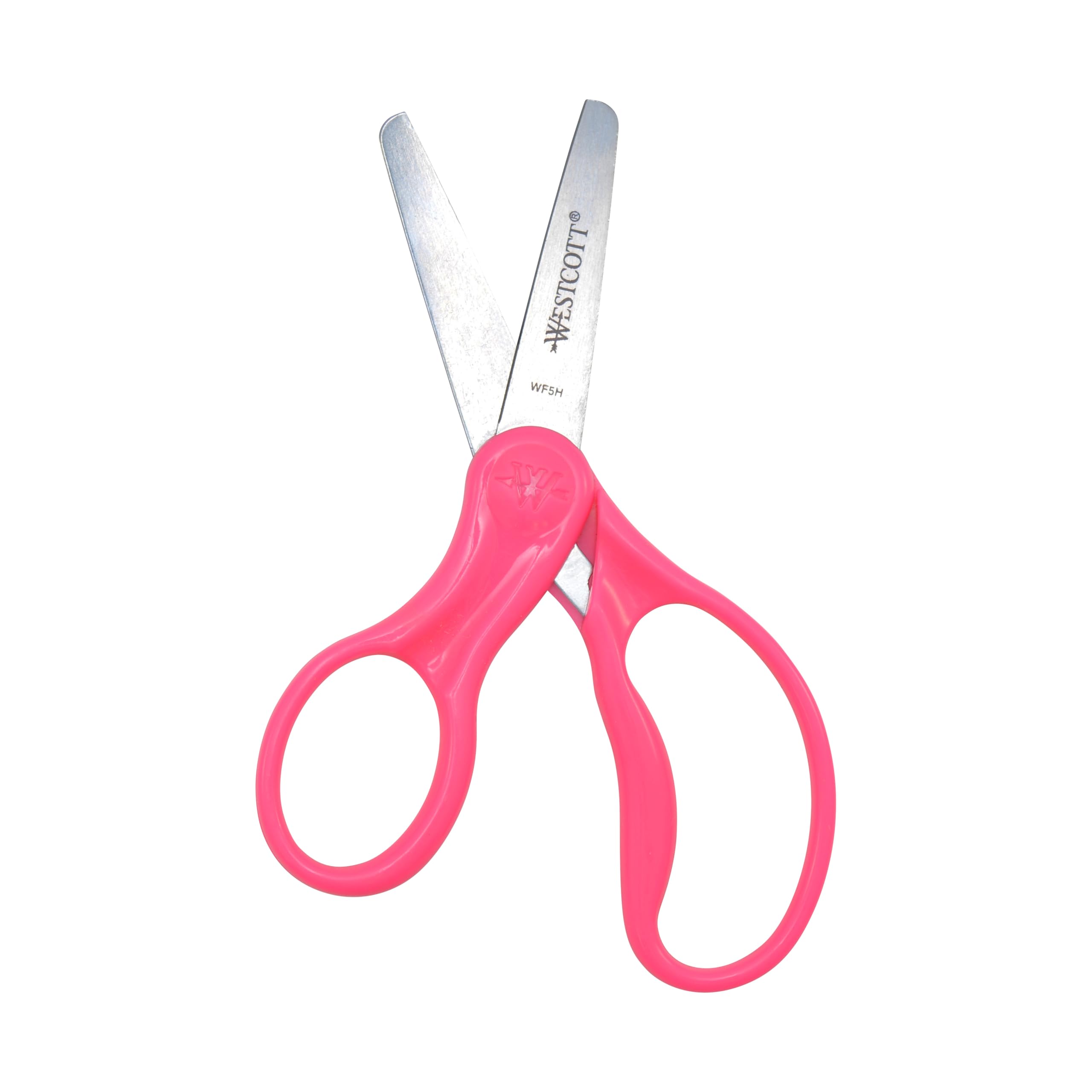 Westcott 13594 Left-Handed Scissors, Hard Handle Kids' Scissors, Back to School, Classroom Supplies, Ages 4-8, 5-Inch Blunt Tip, Color Varies