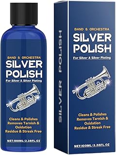 シルバーポリッシュクリーナー – 多目的トランペットポリッシュ、シルバージュエリーソリューション |ジュエリー、楽器、食器、家庭用装飾品用のクロス付きスターリング変色リムーバー