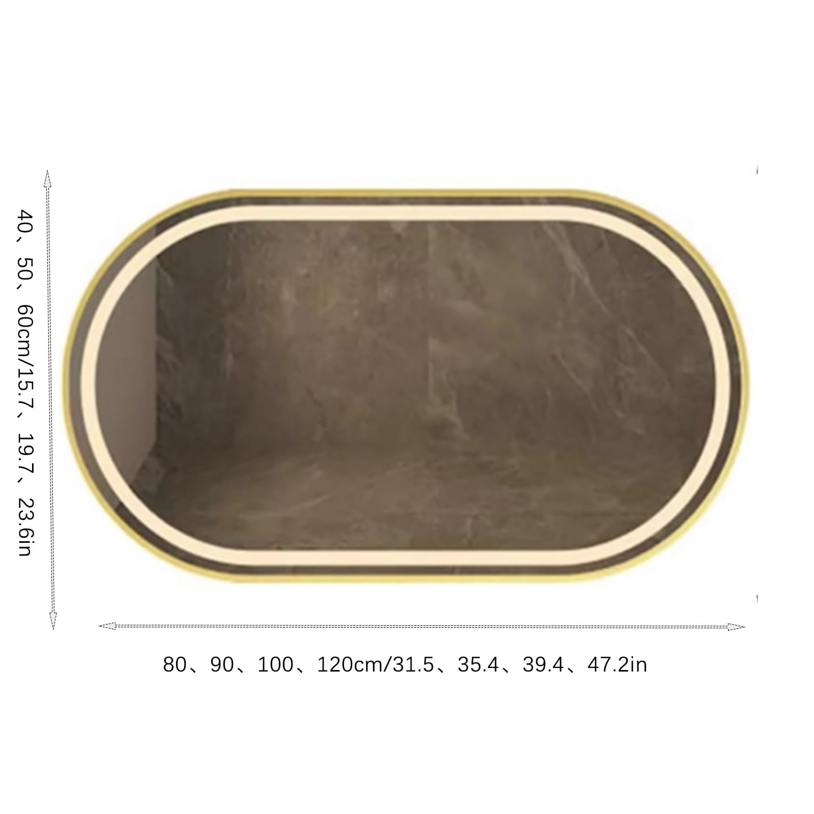 Specchio decorativo creativo specchio Da Bagno A LED Ovale 3 Colori Regolabili Antifog Resistente All'acqua Specchio Da Parete Con Smart Touch Button Specchio Cosmetico Illuminato(100*50*3cm/39.4*19.7
