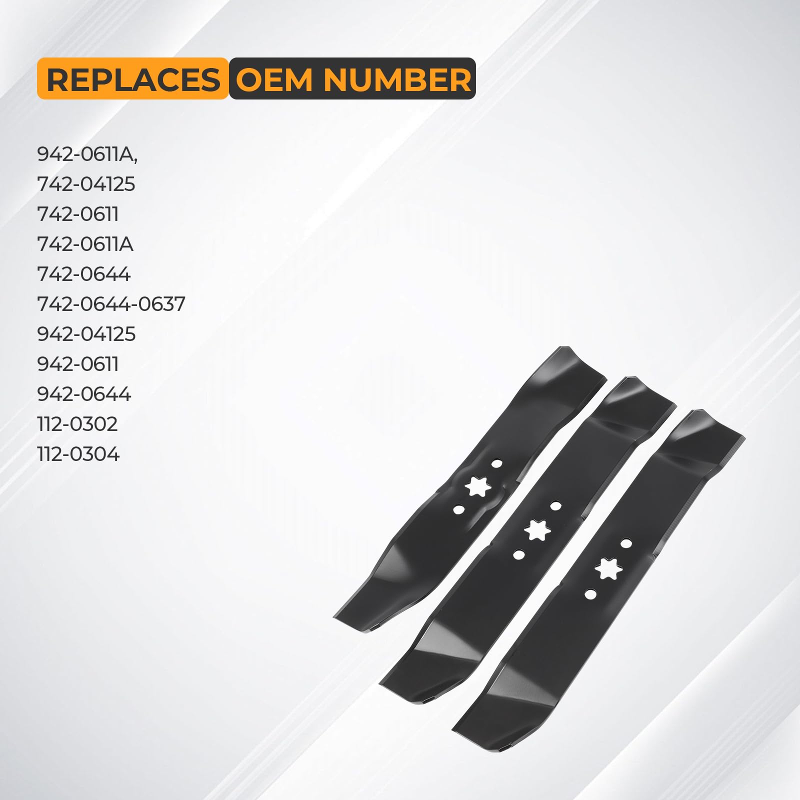 942-0611A - Kit de cuchillas para cortacésped para muchos cortacésped MTD, Cub Cadet, Troy-Bilt número de pieza de repuesto 942-04125, 942-04124, negro