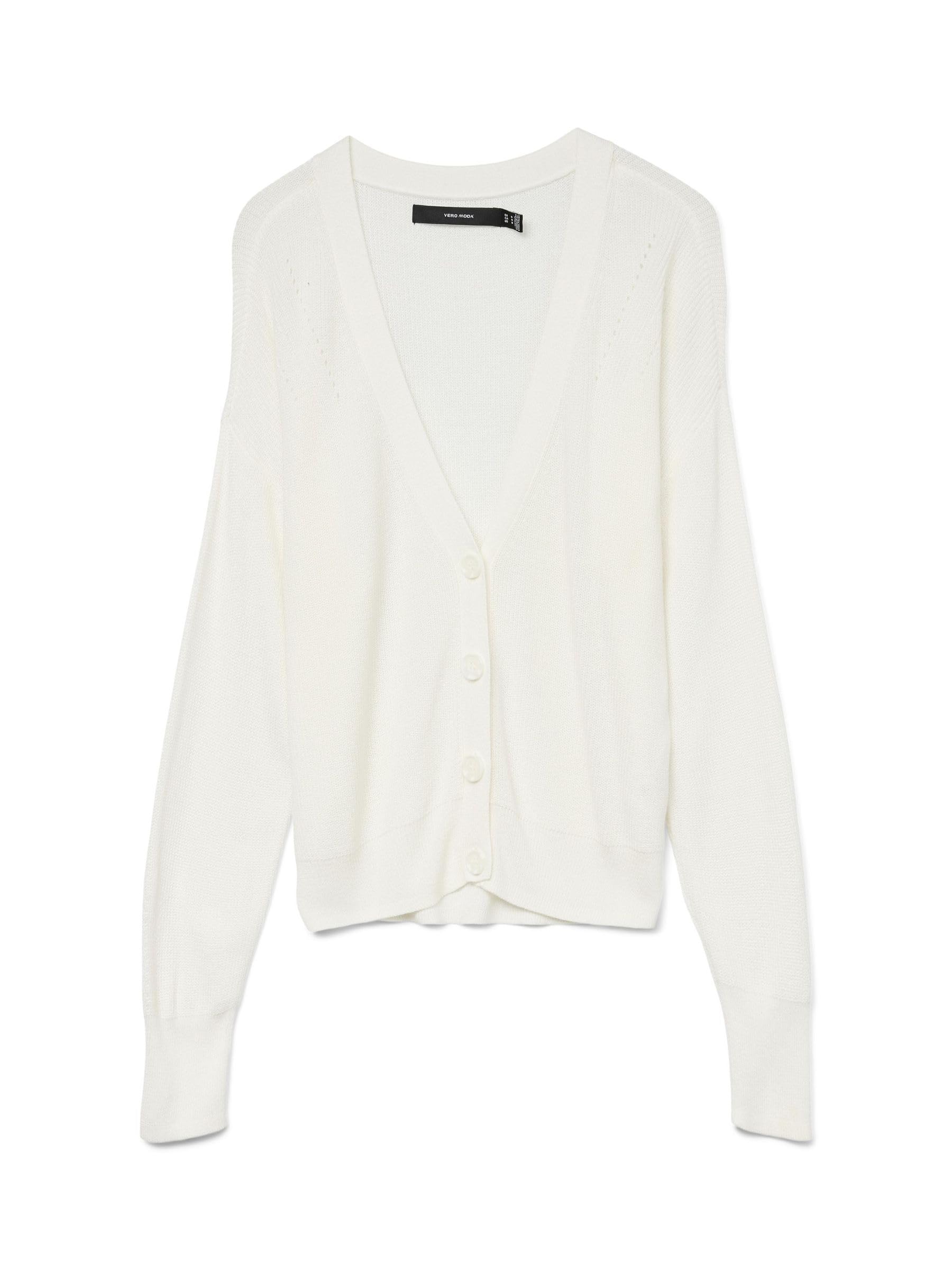 VERO MODA Cardigan Soft Knit Cardigan with Buttons, Colours:White, Size:M