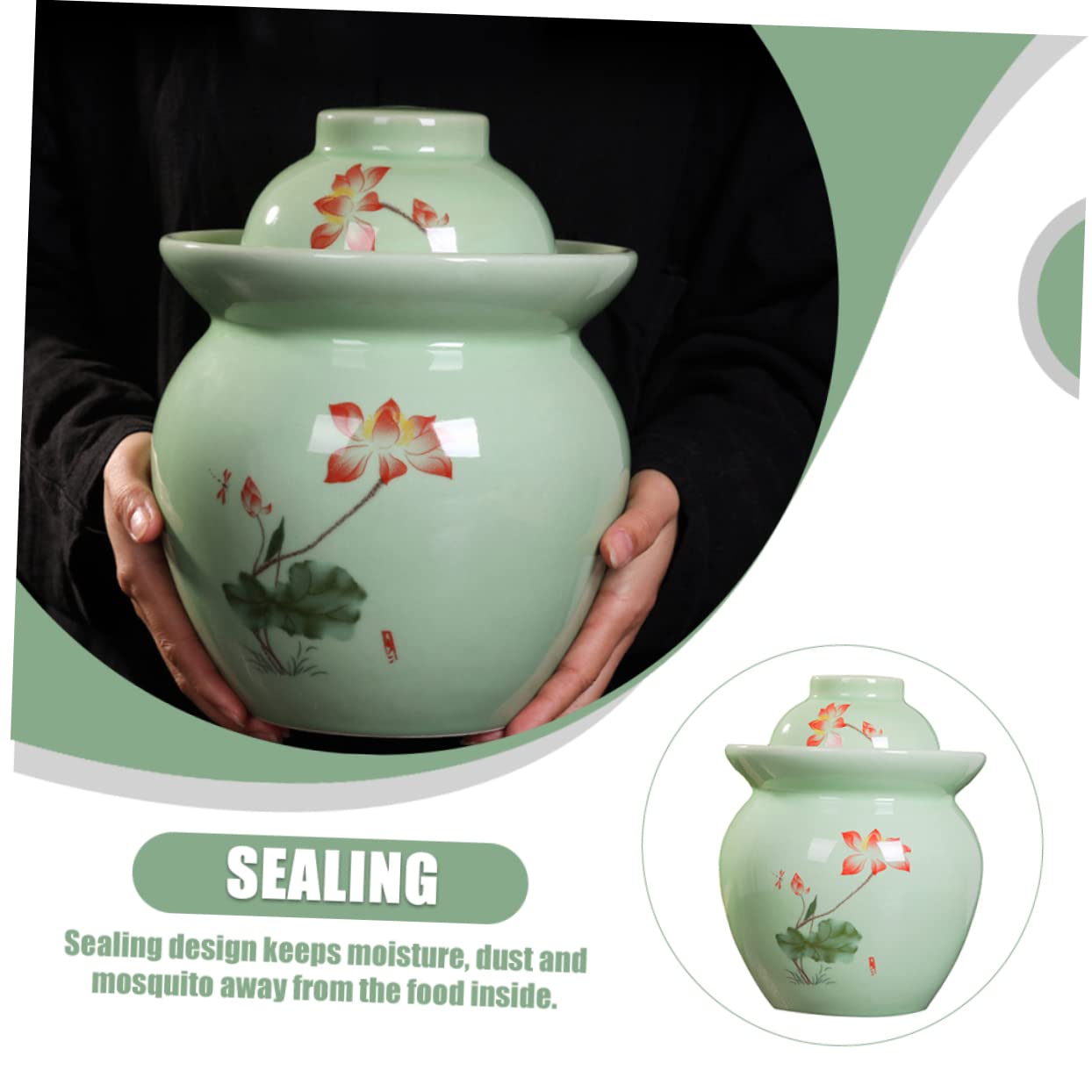 UPKOCH Barattolo Sottaceti in Ceramica Contenitore Alimenti Ceramica Barattolo Per Uso Domestico Sigillato Coperchio Per Conservazione
