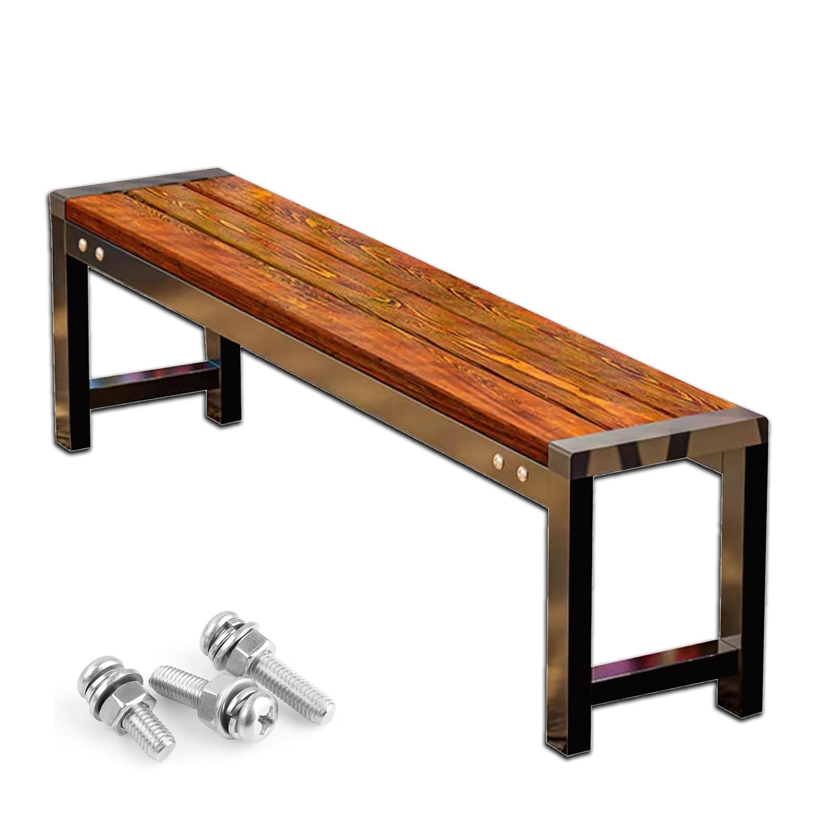 Panche da Esterno, Panchina da Giardino per Esterni Previene i Furti, Telaio in Ferro Resistente alle Intemperie, Panca da Giardino per Patio, Giardino, Balcone, Cortile(120cm/47in)