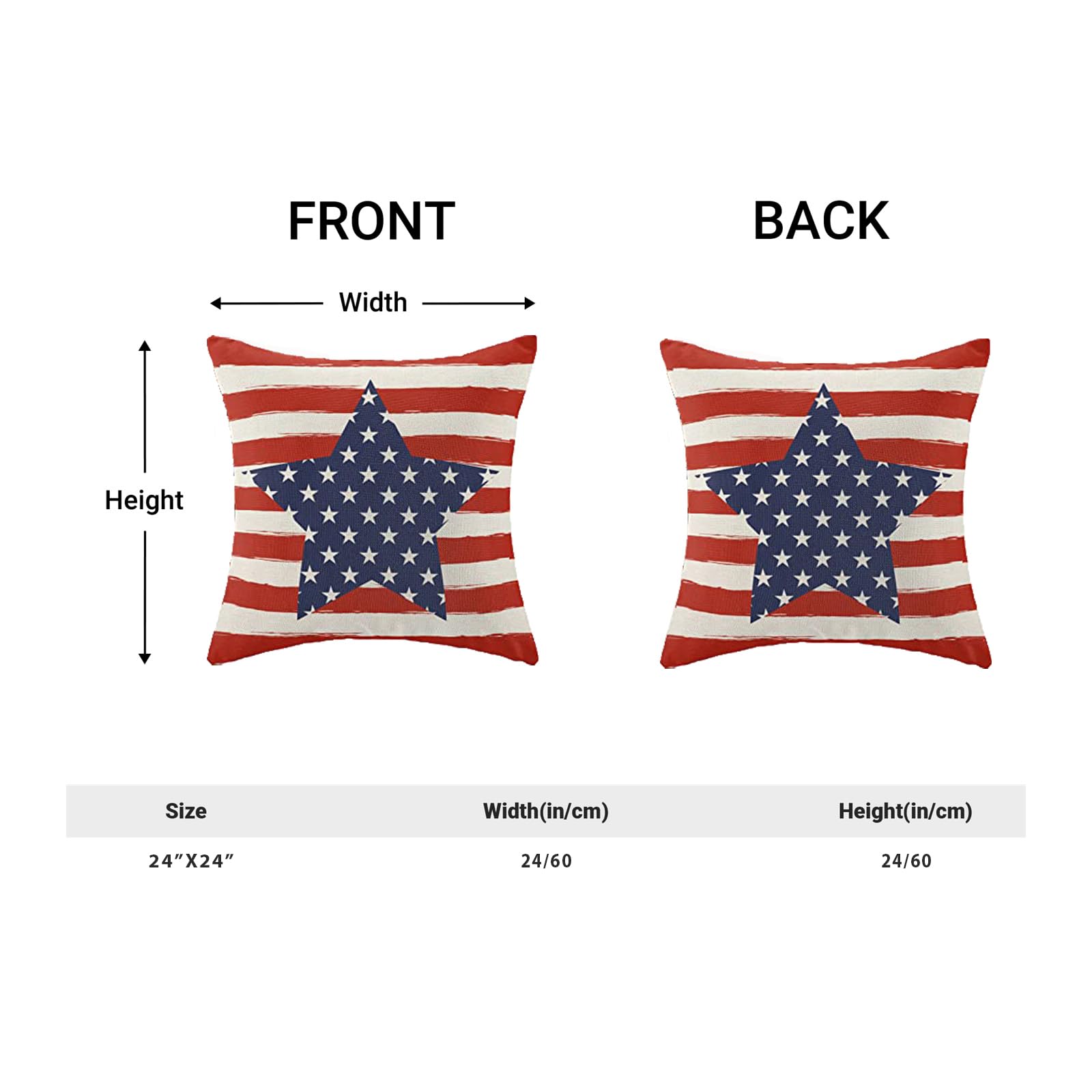 Federe Patriottiche YeeJu 4 Luglio – Set Da 4 Federe 60x60 Cm In Cotone Lino, Bandiera Americana - 5