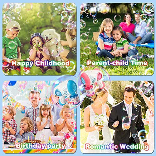 Saiti 2Pcs Bubble Gun For Kids Toddlers, 10 Hole Light Up Bubble Maker With Bubble Refill Solution, Bubble Machine Bubble Blower For Bubble Blaster Summer Outdoor Toys, Birthday Party Favor Gift #TOP4