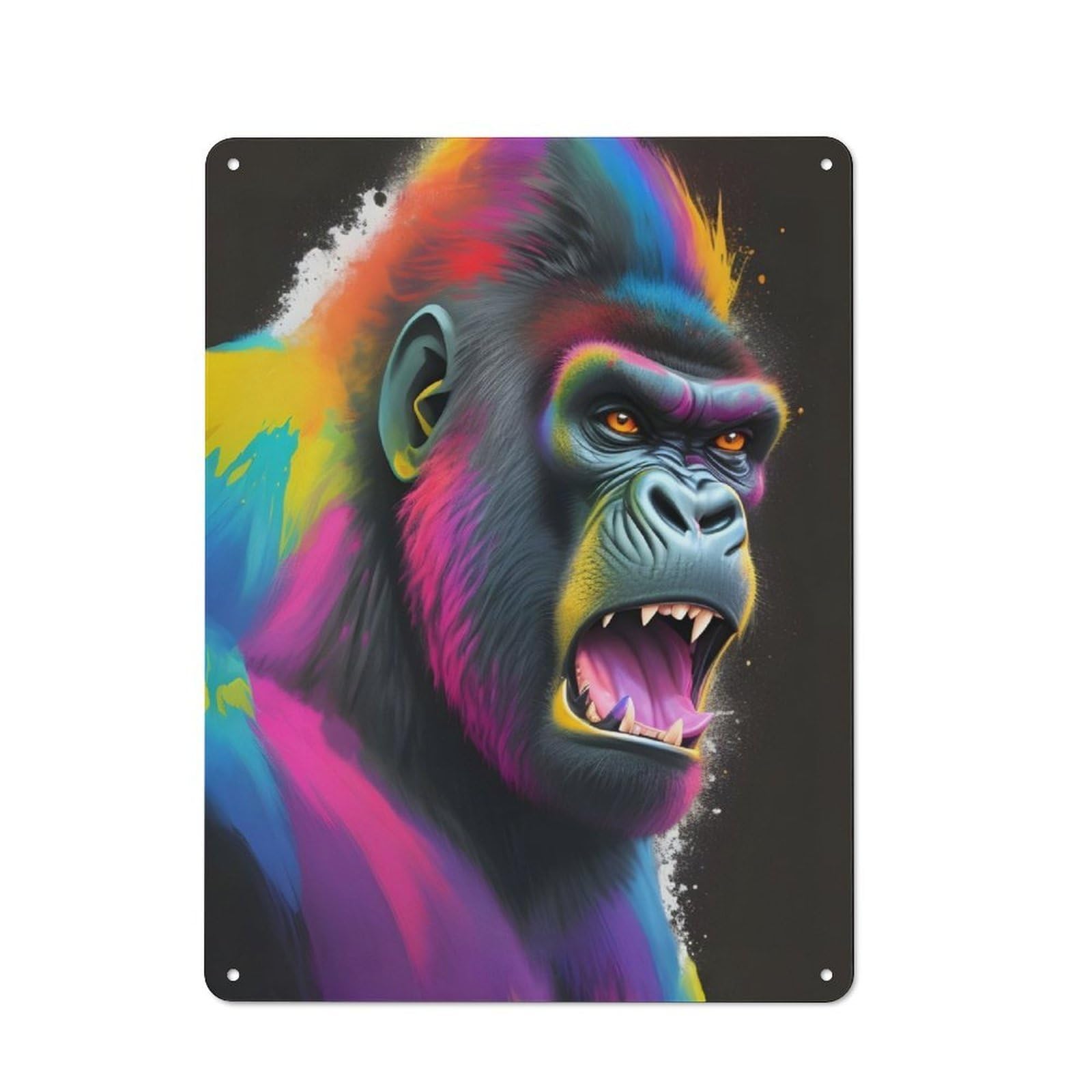 Junmoney Splash Art Gorilla Modern Retro Metal Wall Art Sign 40X30cm Featuring Urban Room Decor For Workspace, Cafe, Hallway Or Garage